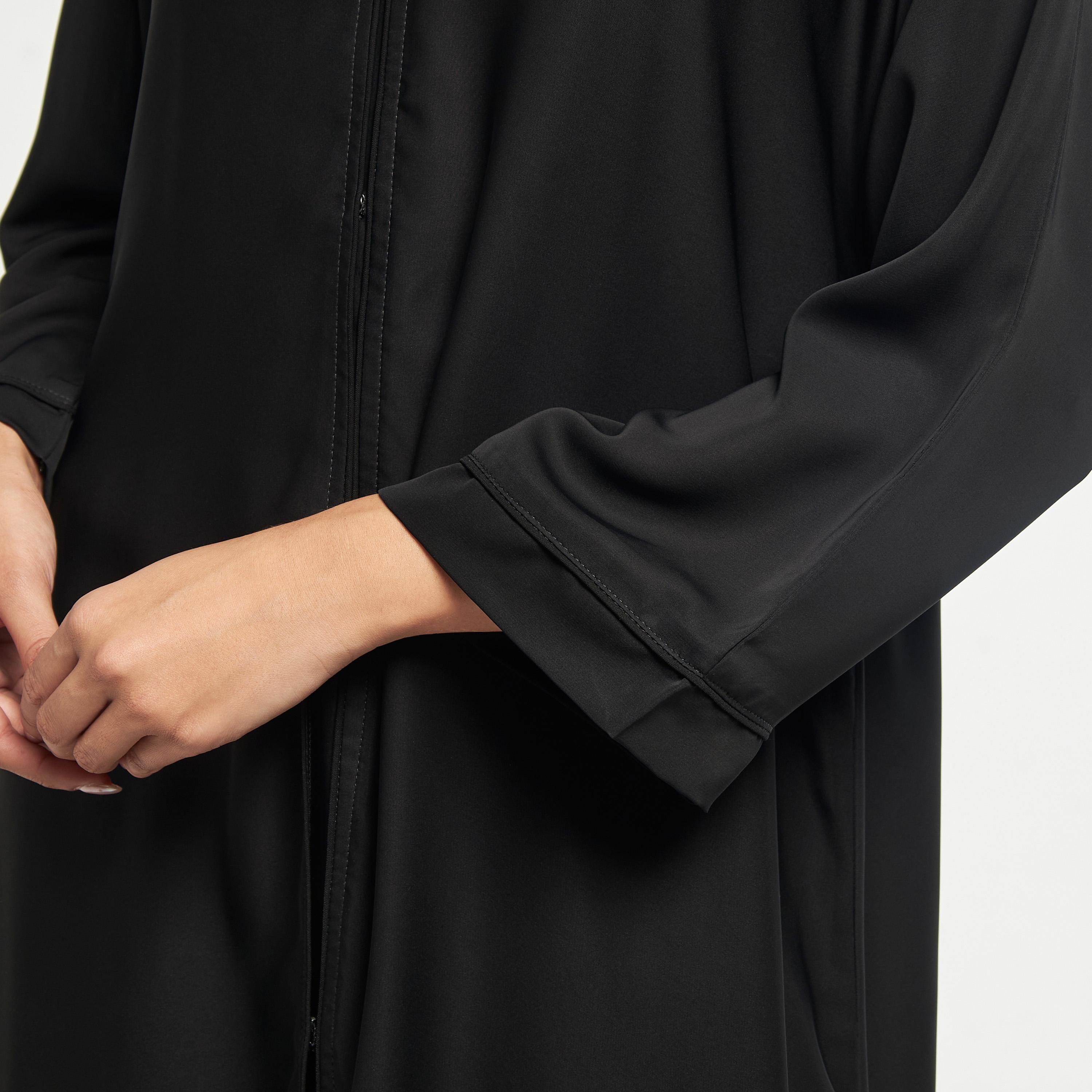 Hadiyath Al Madinah Solid Abaya with Flared Sleeves-women-arabicclothing-abayas-image-3