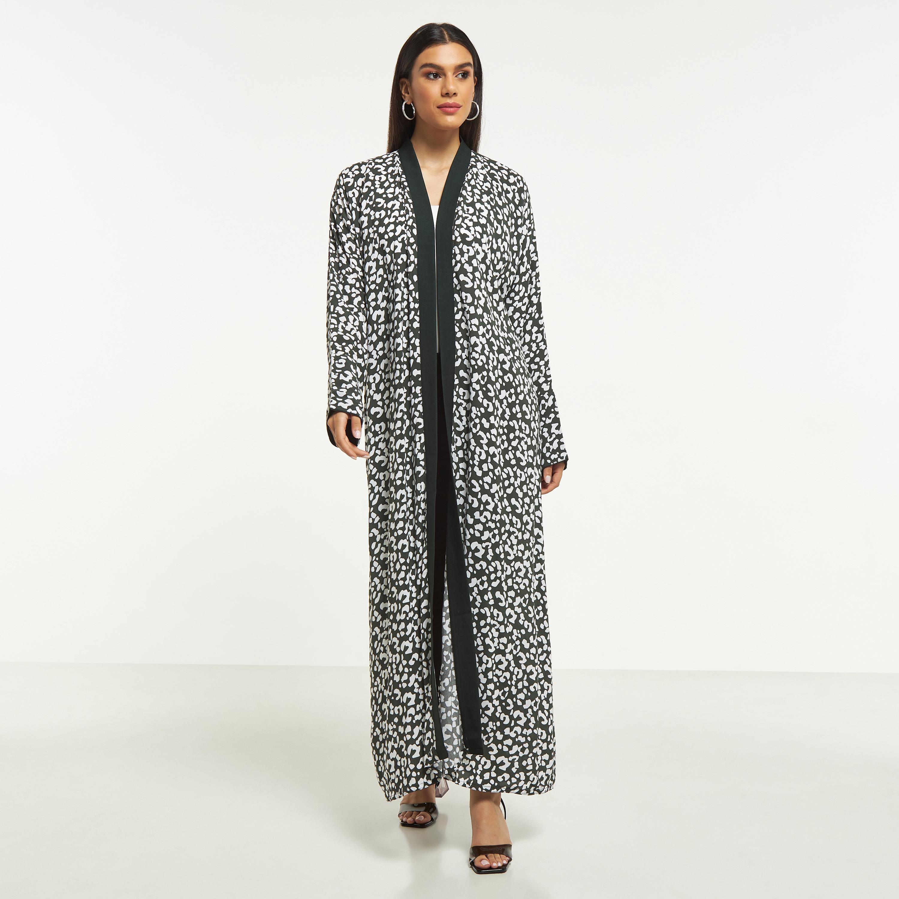 Hadiyath Al Madinah All-Over Print Open Front Abaya-women-arabicclothing-abayas-image-4