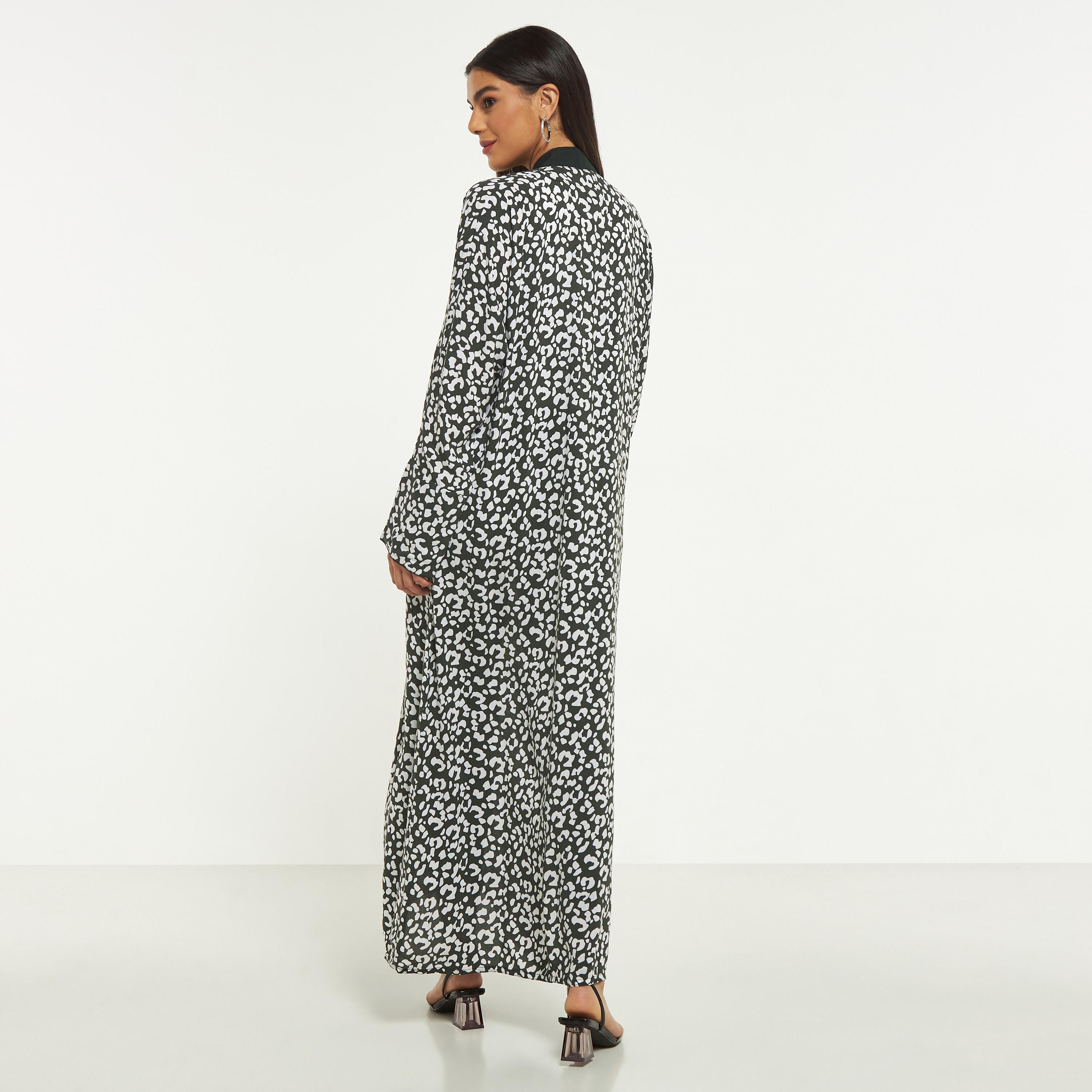 Hadiyath Al Madinah All-Over Print Open Front Abaya-women-arabicclothing-abayas-image-5