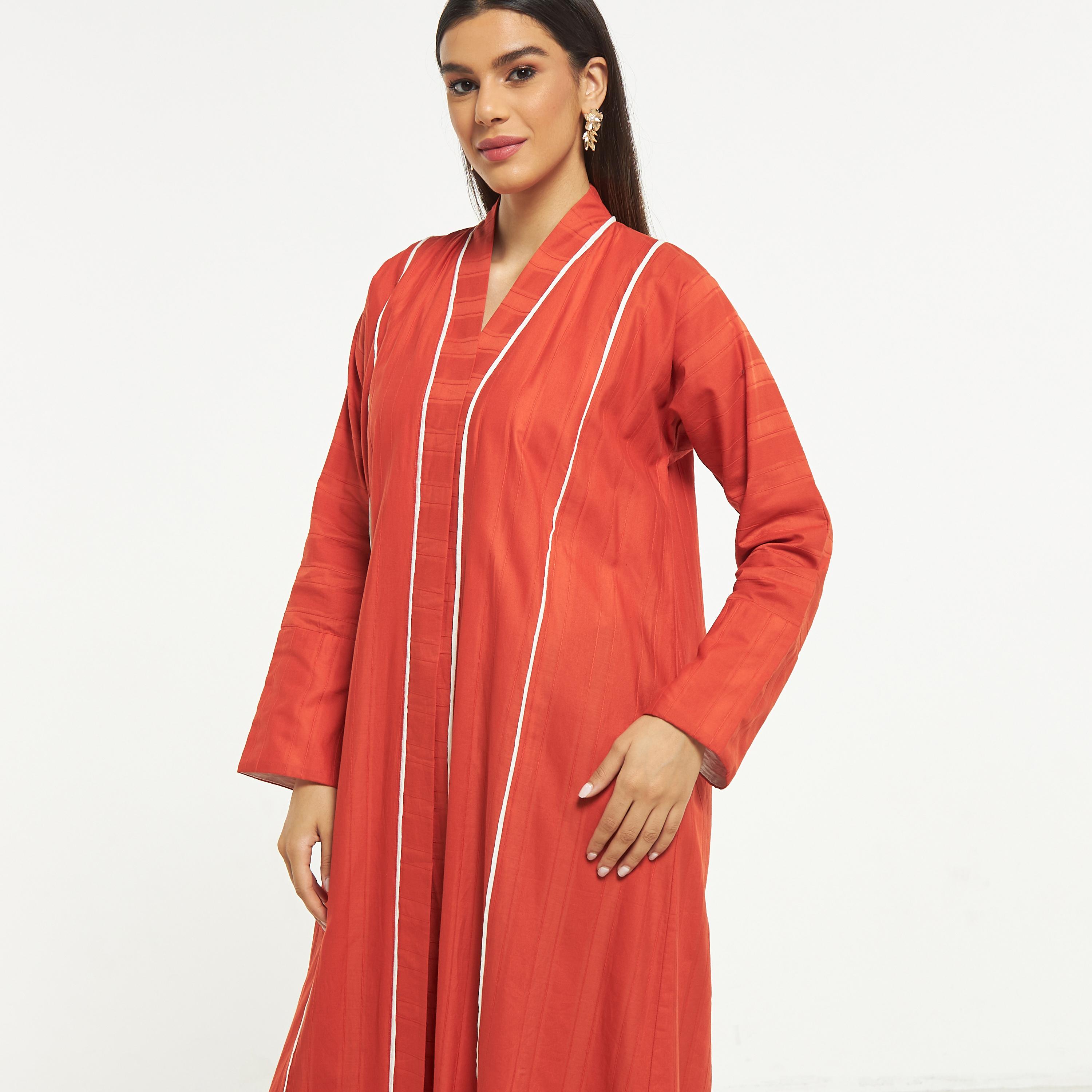 Hadiyath Al Madinah Piping Detail Abaya with Long Sleeves-women-arabicclothing-abayas-image-2