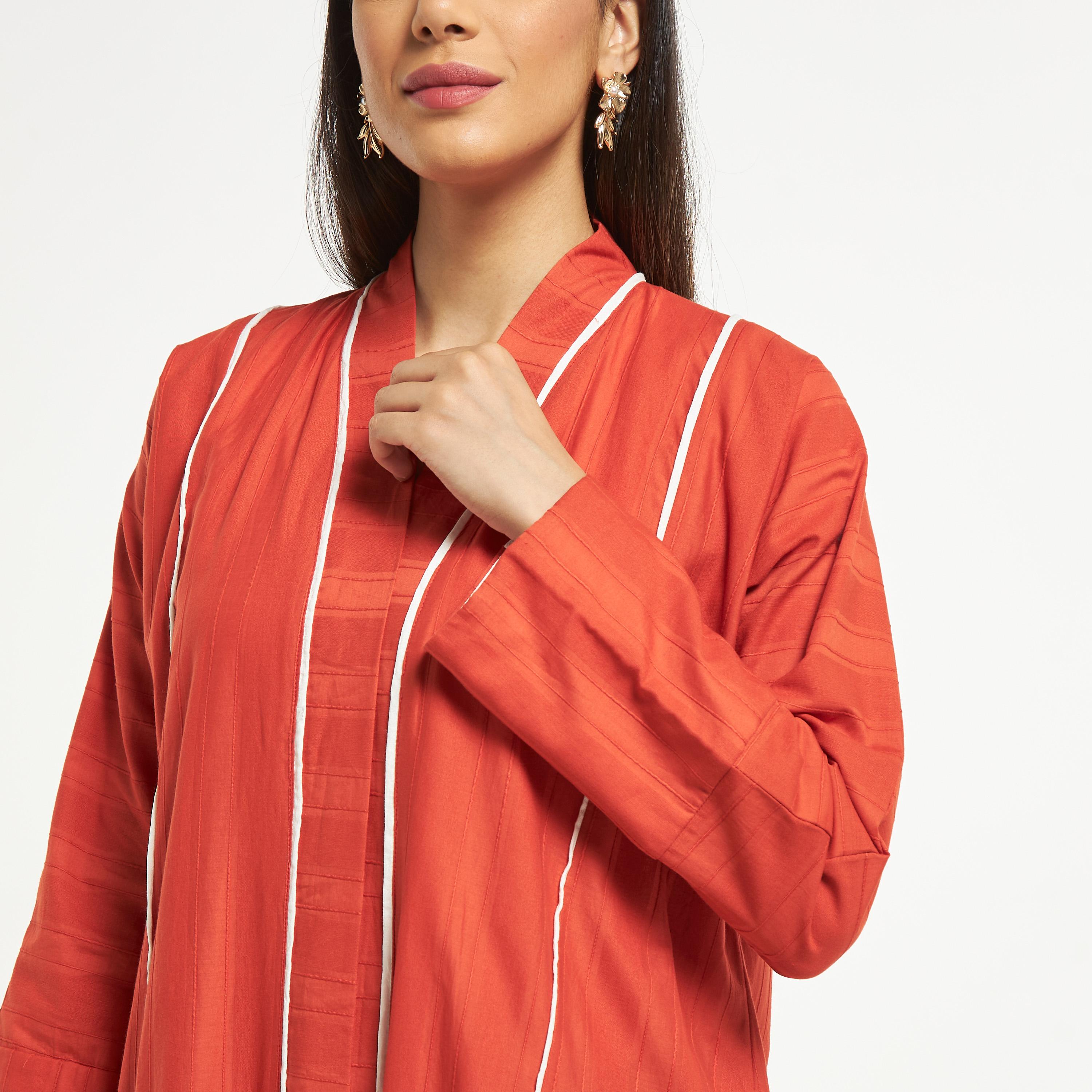 Hadiyath Al Madinah Piping Detail Abaya with Long Sleeves-women-arabicclothing-abayas-image-3