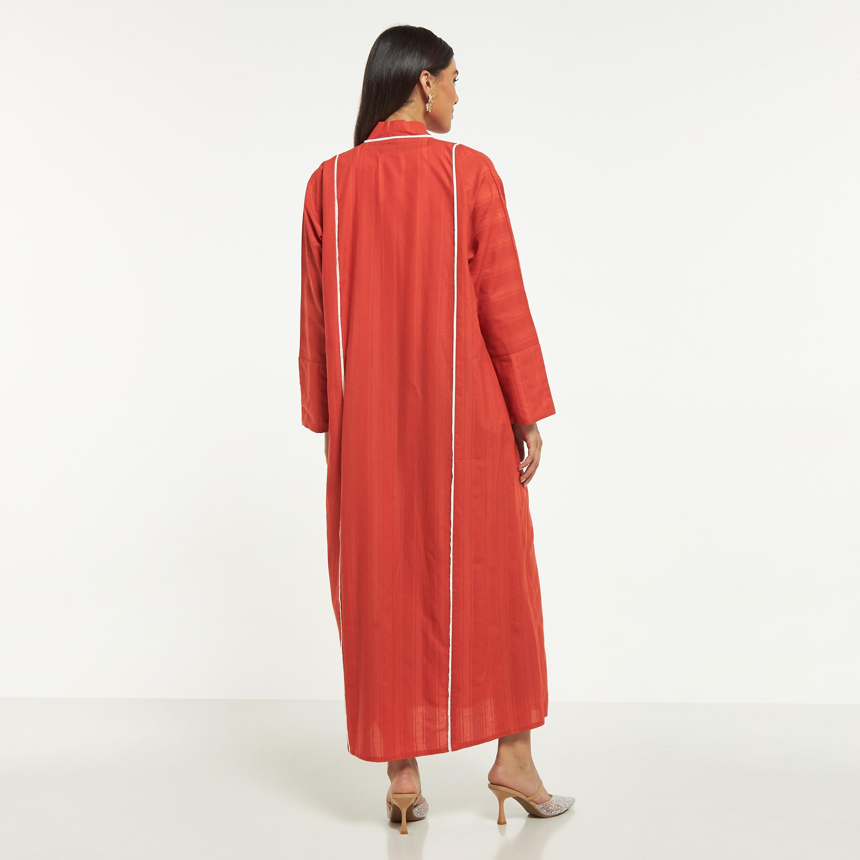 Hadiyath Al Madinah Piping Detail Abaya with Long Sleeves-women-arabicclothing-abayas-image-5