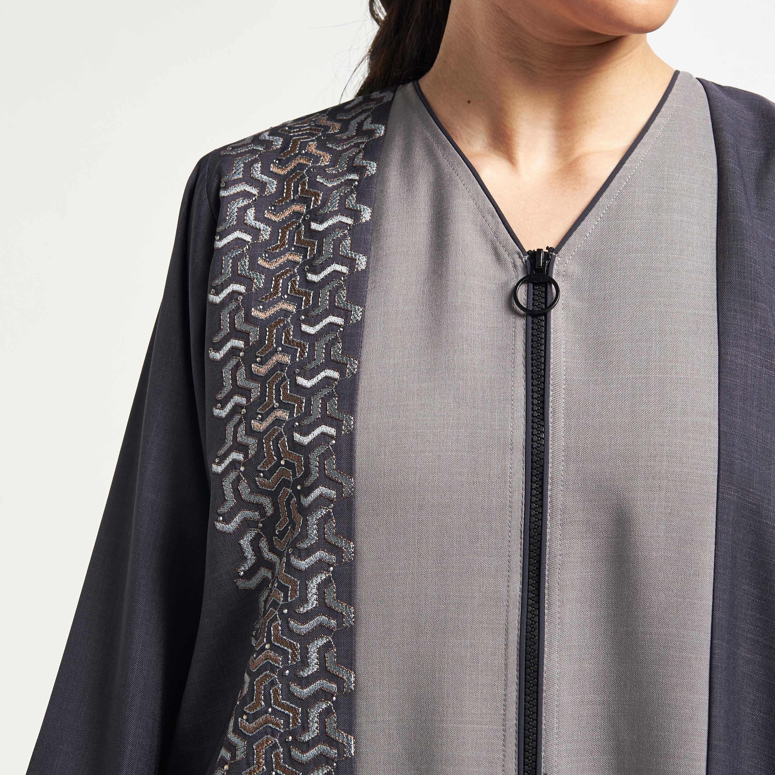 Hadiyath Al Madinah Embroidered Abaya with Hijab-women-arabicclothing-abayas-image-3