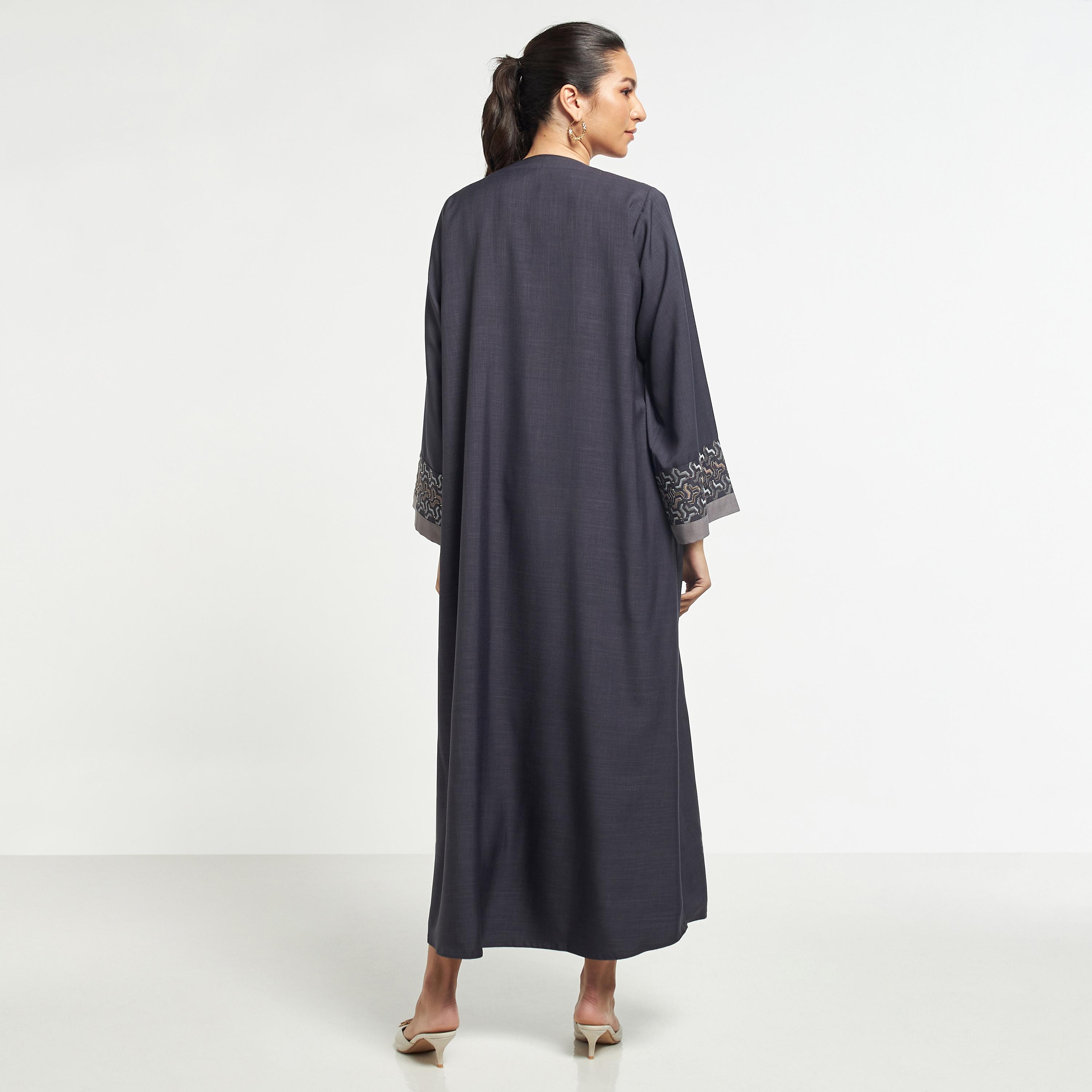 Hadiyath Al Madinah Embroidered Abaya with Hijab-women-arabicclothing-abayas-image-5