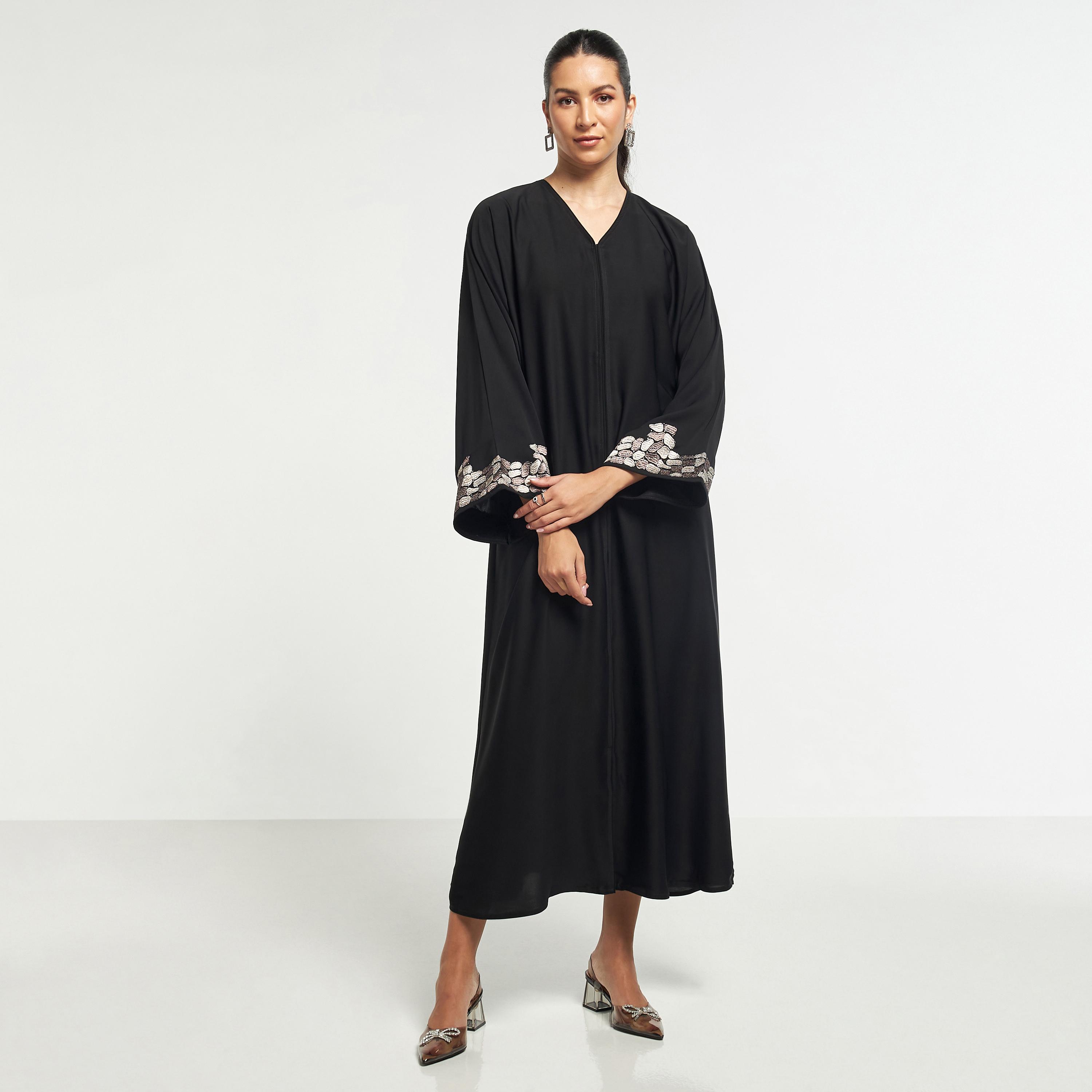 Hadiyath Al Madinah Embroidered Abaya with Hijab and Long Sleeves-women-arabicclothing-abayas-image-1