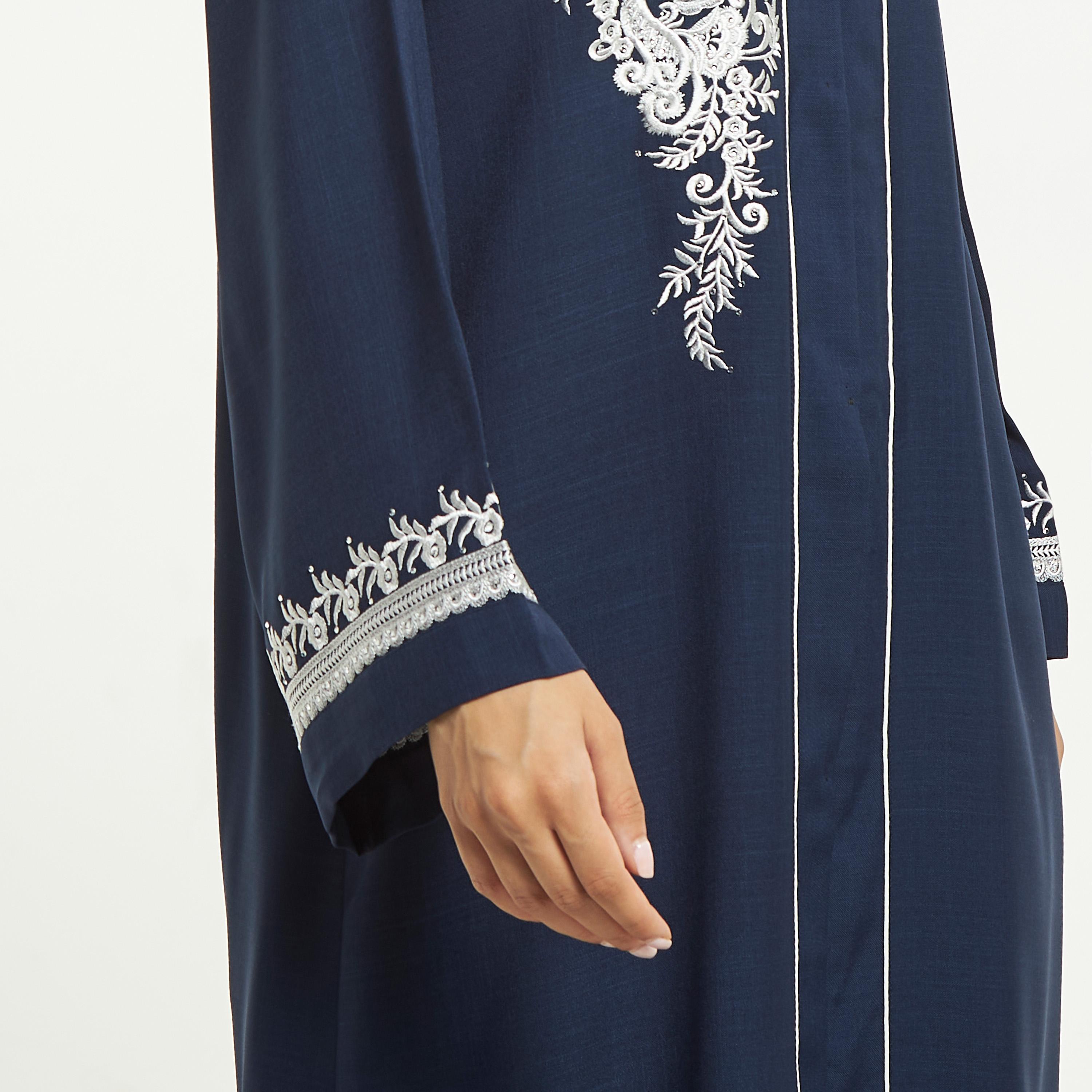Hadiyath Al Madinah Embroidered Abaya with Shawl Neck-women-arabicclothing-abayas-image-3