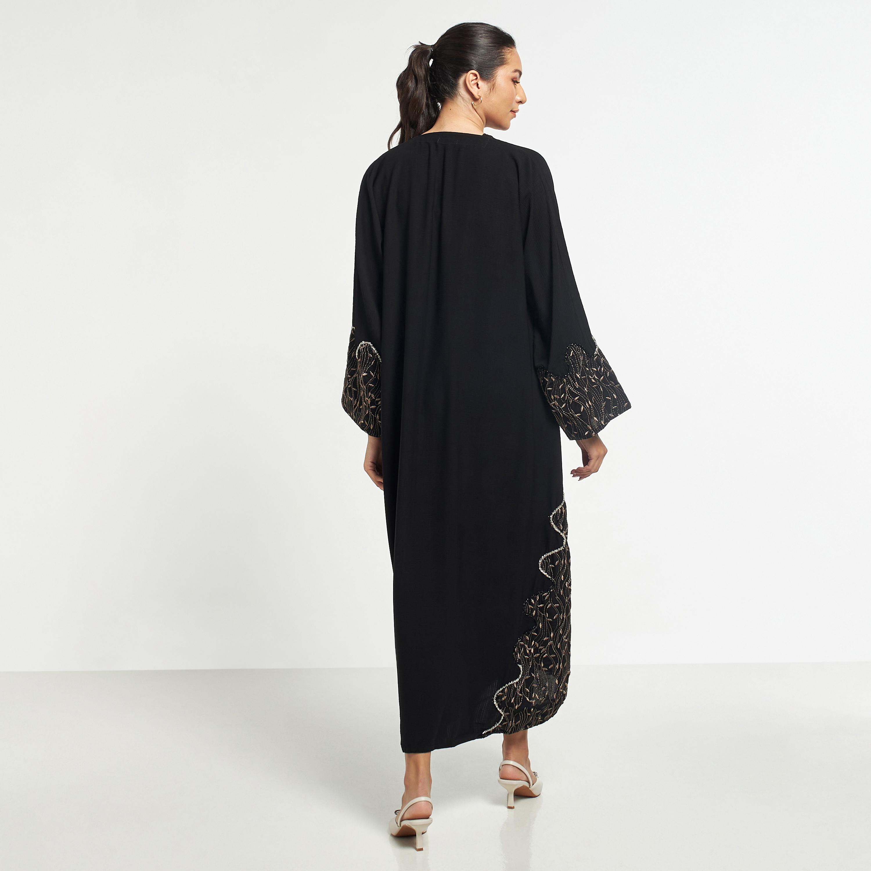 Hadiyath Al Madinah Embroidered Abaya with Hijab-women-arabicclothing-abayas-image-5