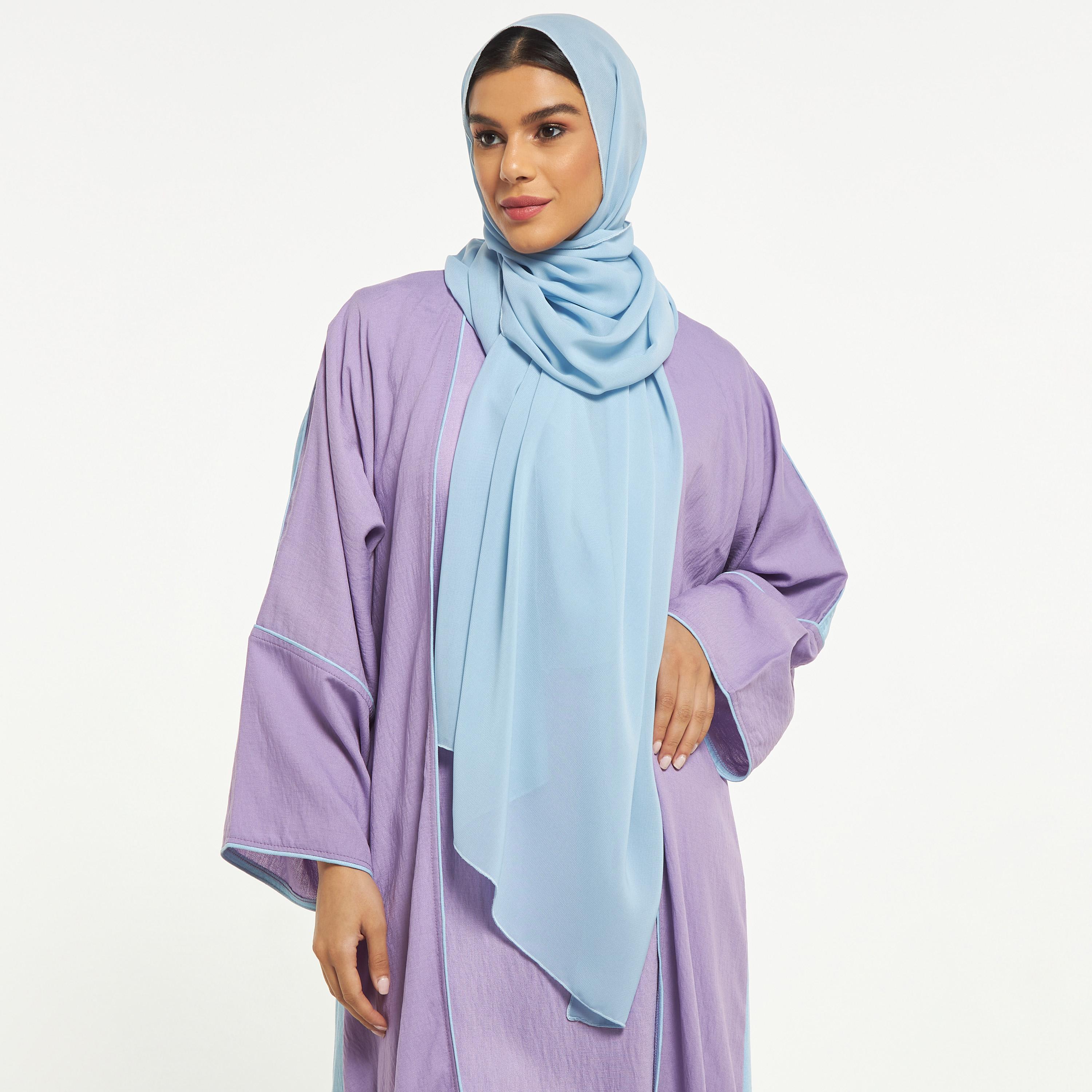Hadiyath Al Madinah Printed Abaya with Maxi Dress and Hijab-women-arabicclothing-abayas-image-2