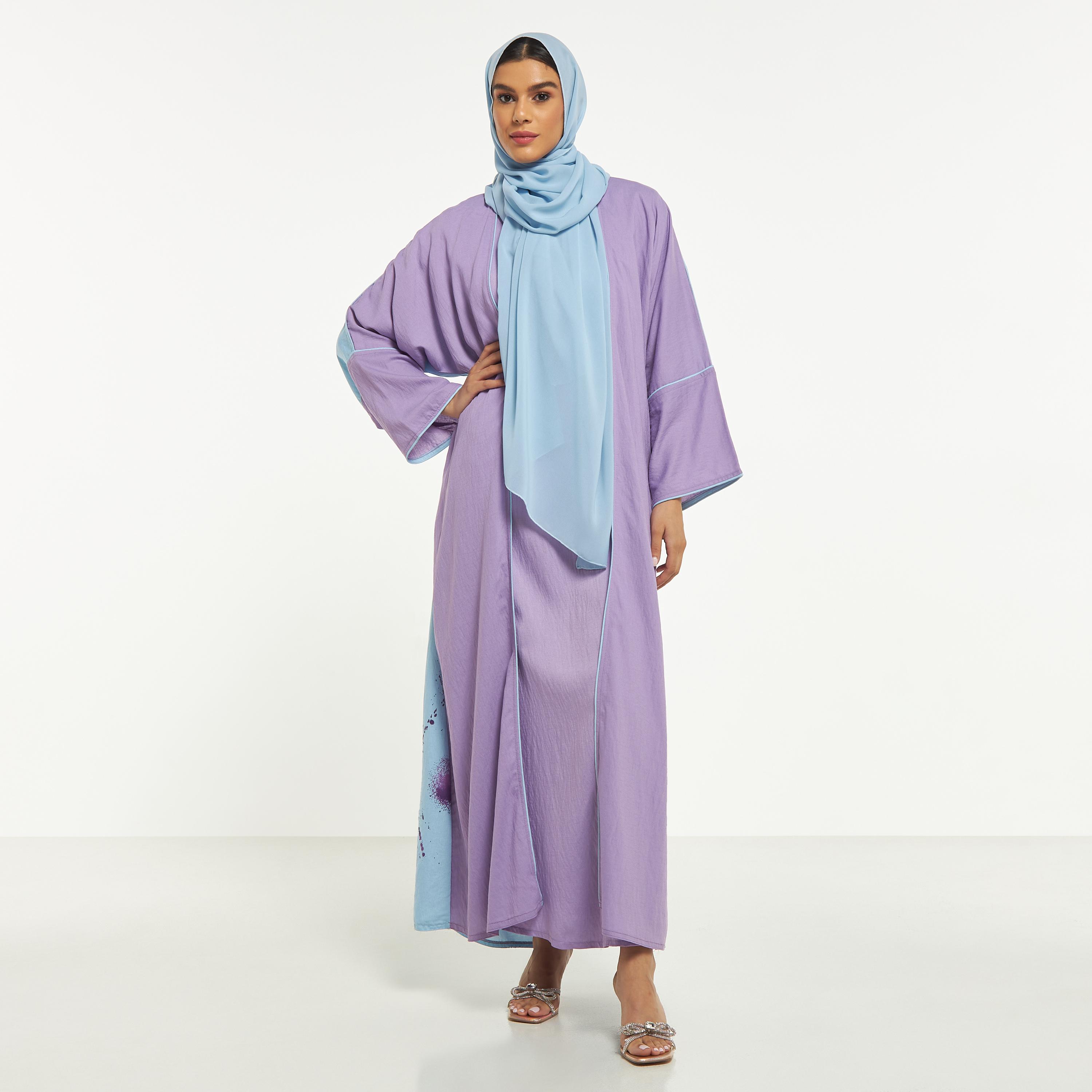 Hadiyath Al Madinah Printed Abaya with Maxi Dress and Hijab-women-arabicclothing-abayas-image-4