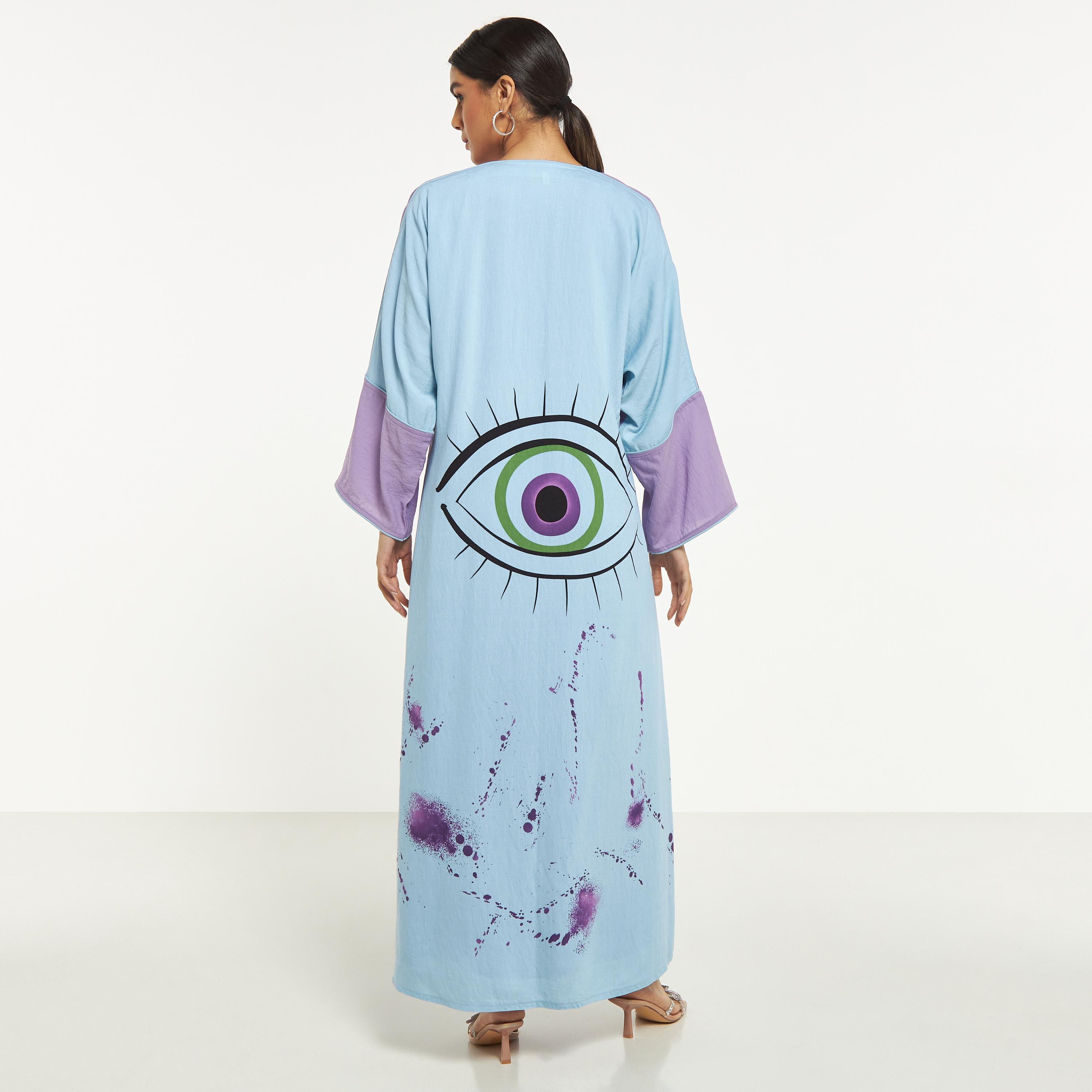 Hadiyath Al Madinah Printed Abaya with Maxi Dress and Hijab-women-arabicclothing-abayas-image-6