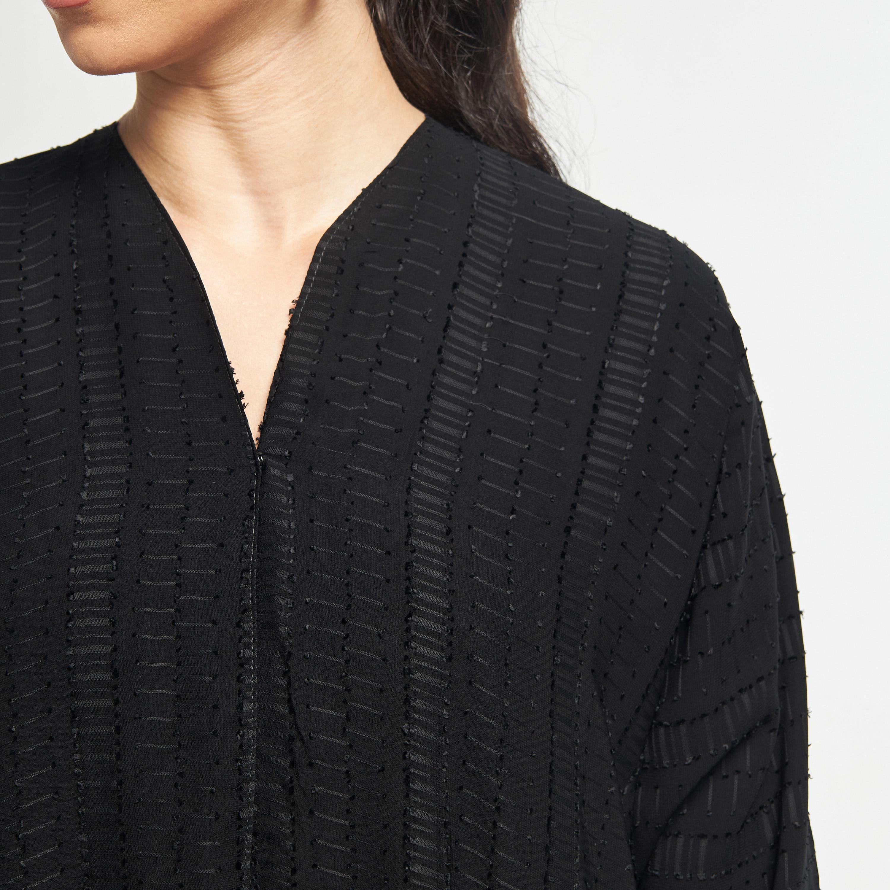 Hadiyath Al Madinah Textured Abaya with Hijab-women-arabicclothing-abayas-image-3