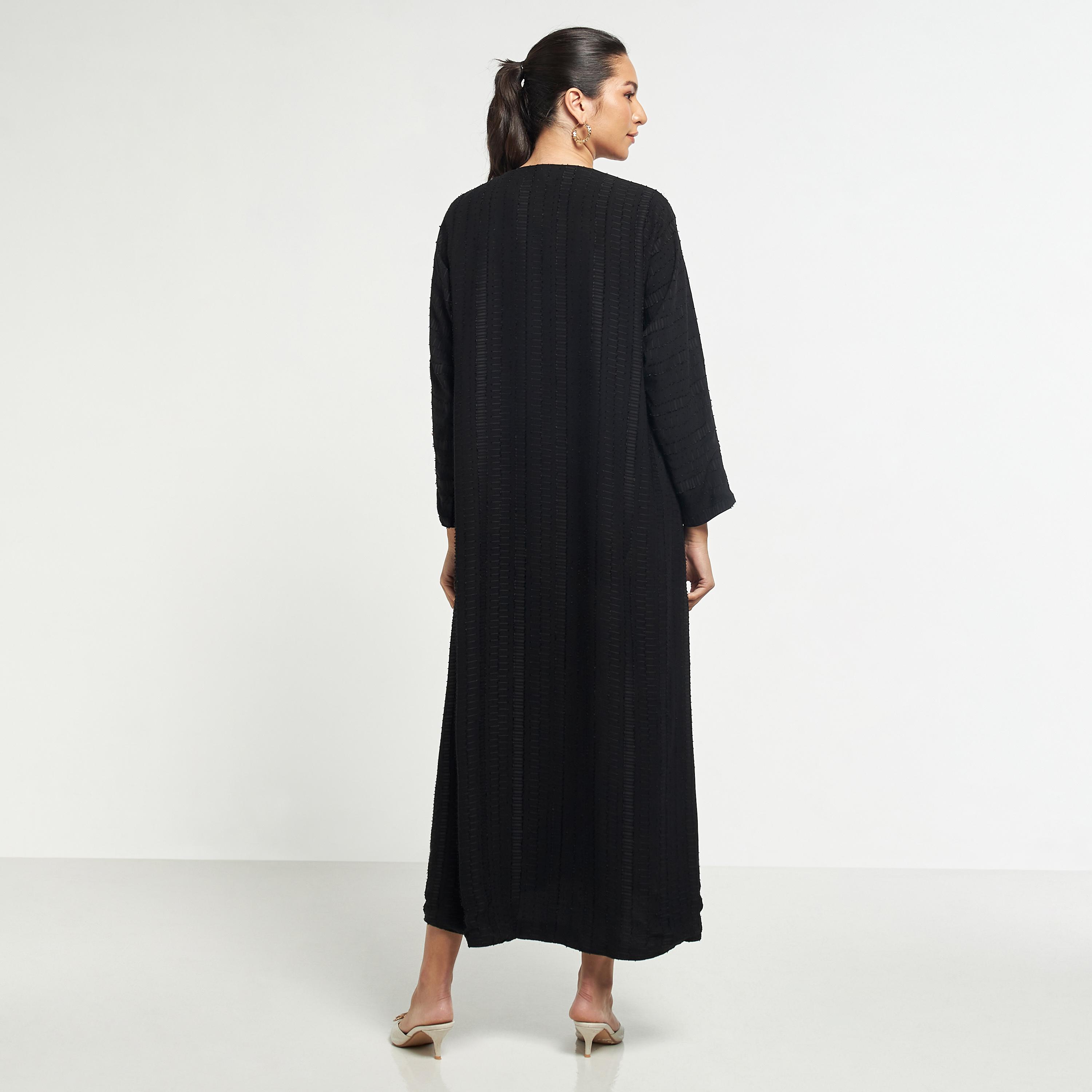 Hadiyath Al Madinah Textured Abaya with Hijab-women-arabicclothing-abayas-image-5