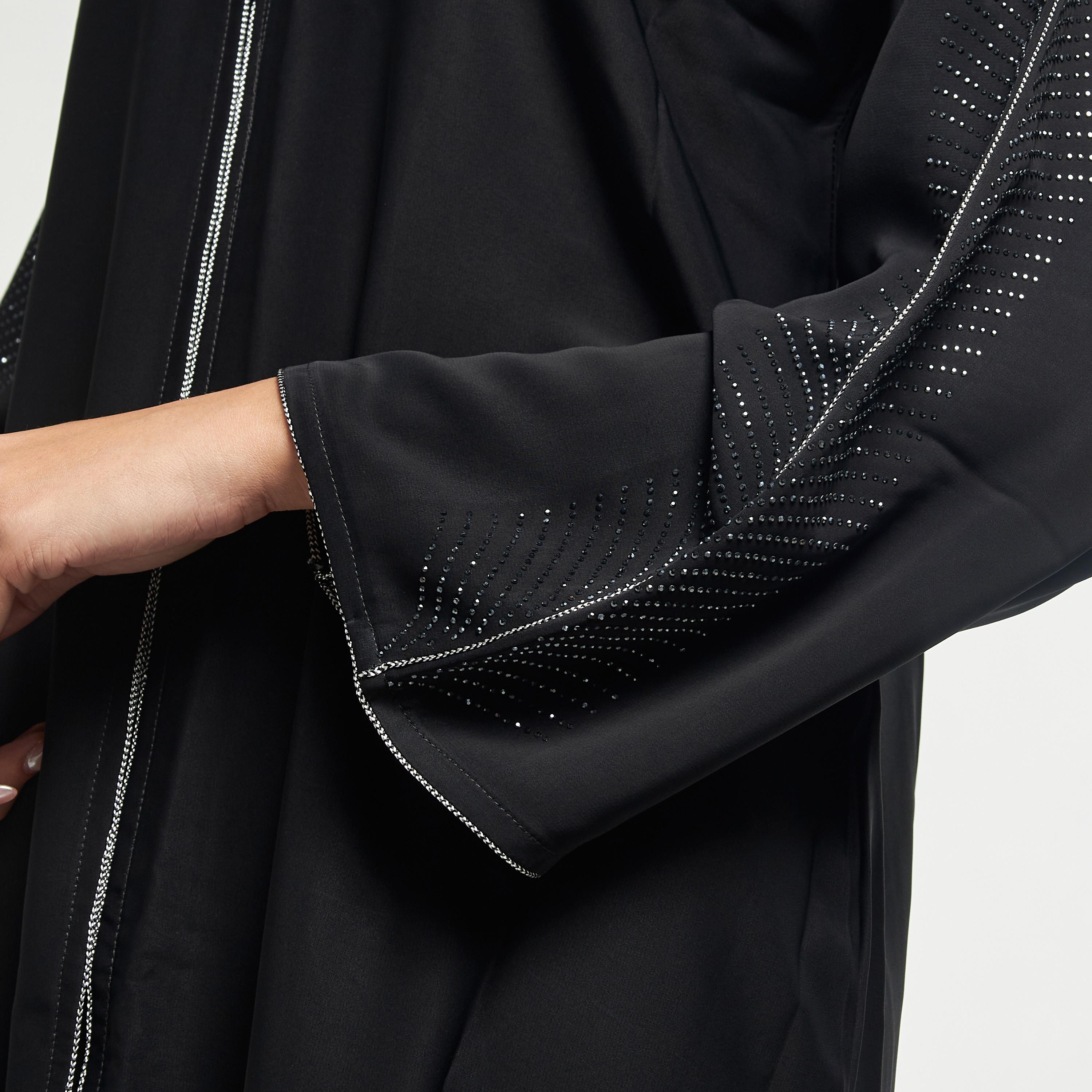 Hadiyath Al Madinah Embellished Abaya with Hijab-women-arabicclothing-abayas-image-3