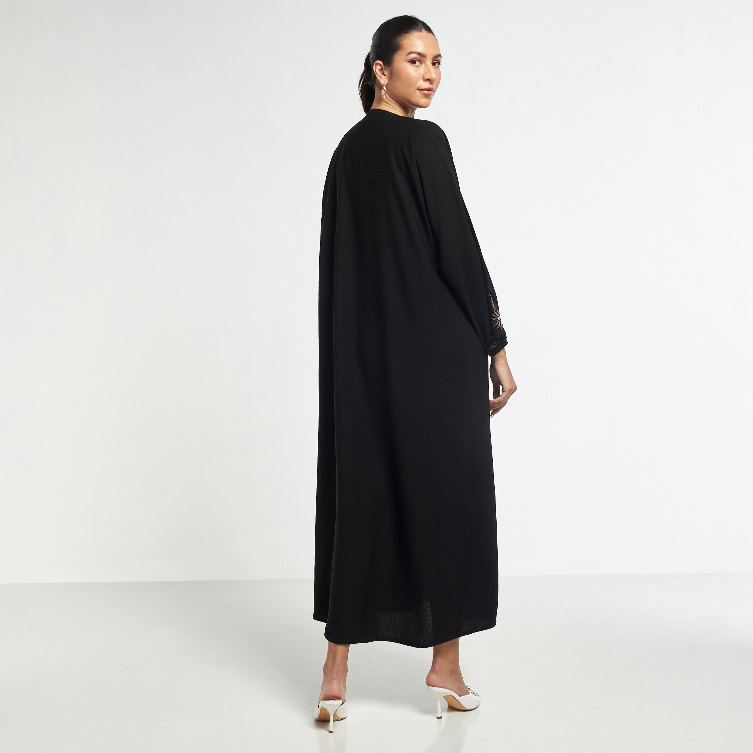 Hadiyath Al Madinah Embroidered Abaya with Hijab-women-arabicclothing-abayas-image-5