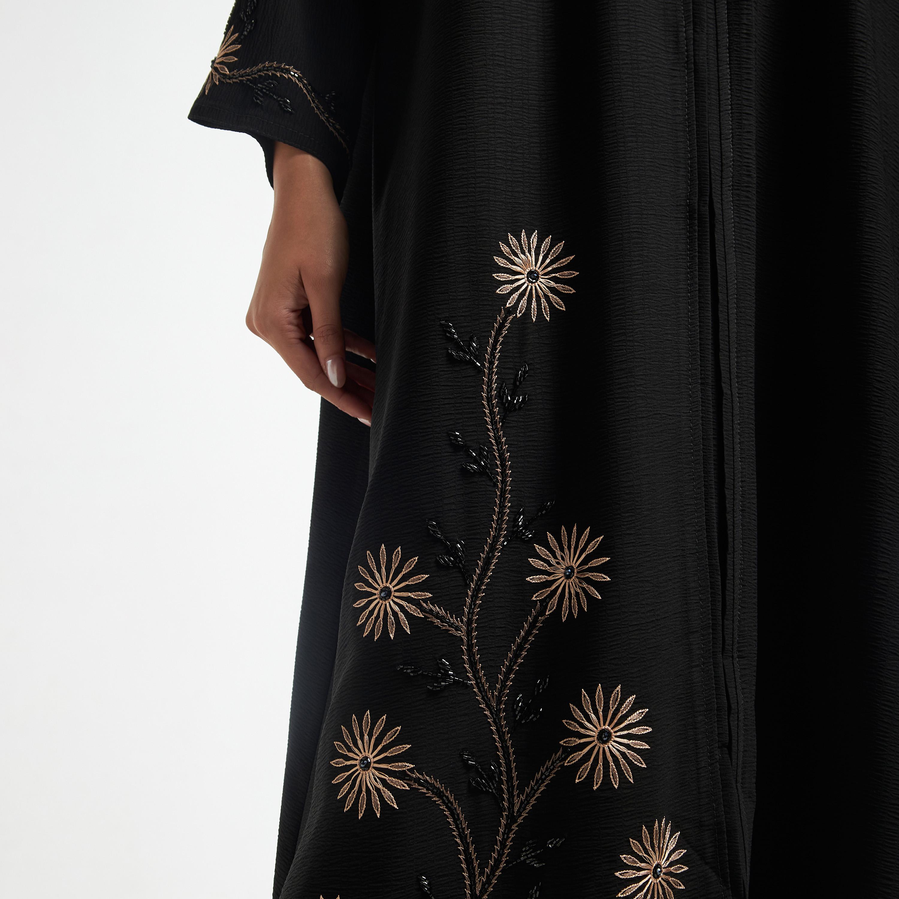 Hadiyath Al Madinah Embroidered Abaya with Hijab-women-arabicclothing-abayas-image-6