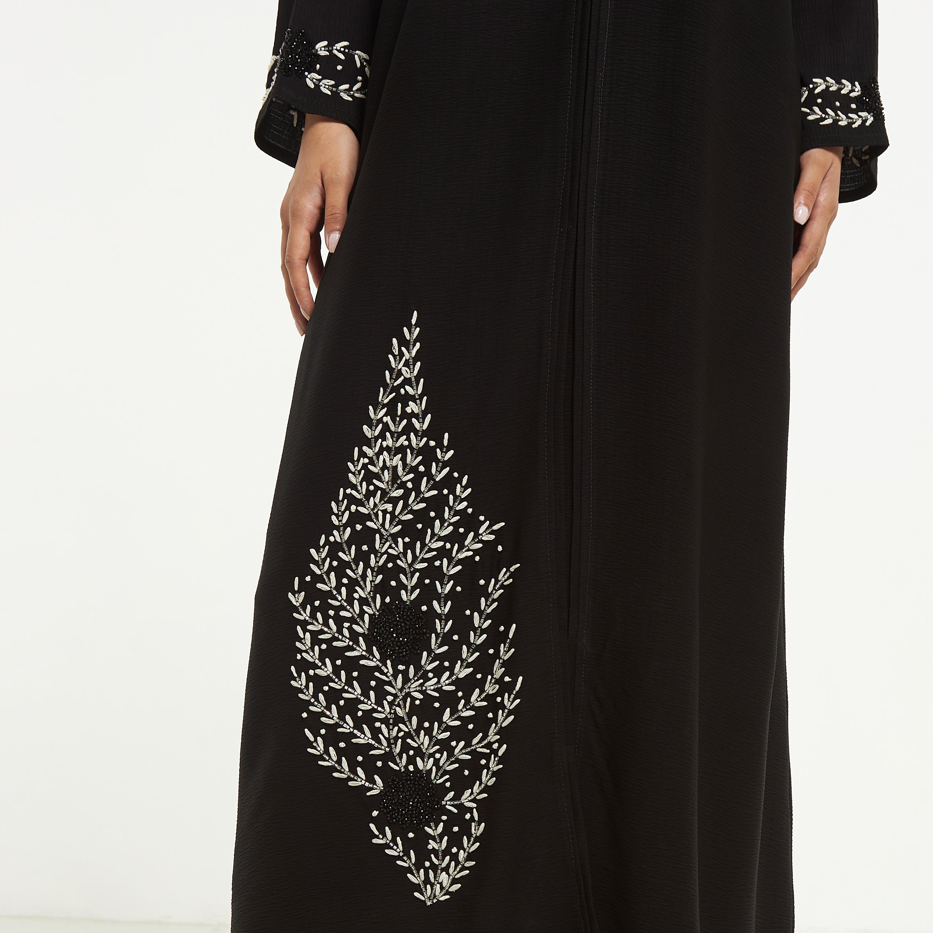 Hadiyath Al Madinah Embellished Abaya with Hijab-women-arabicclothing-abayas-image-3