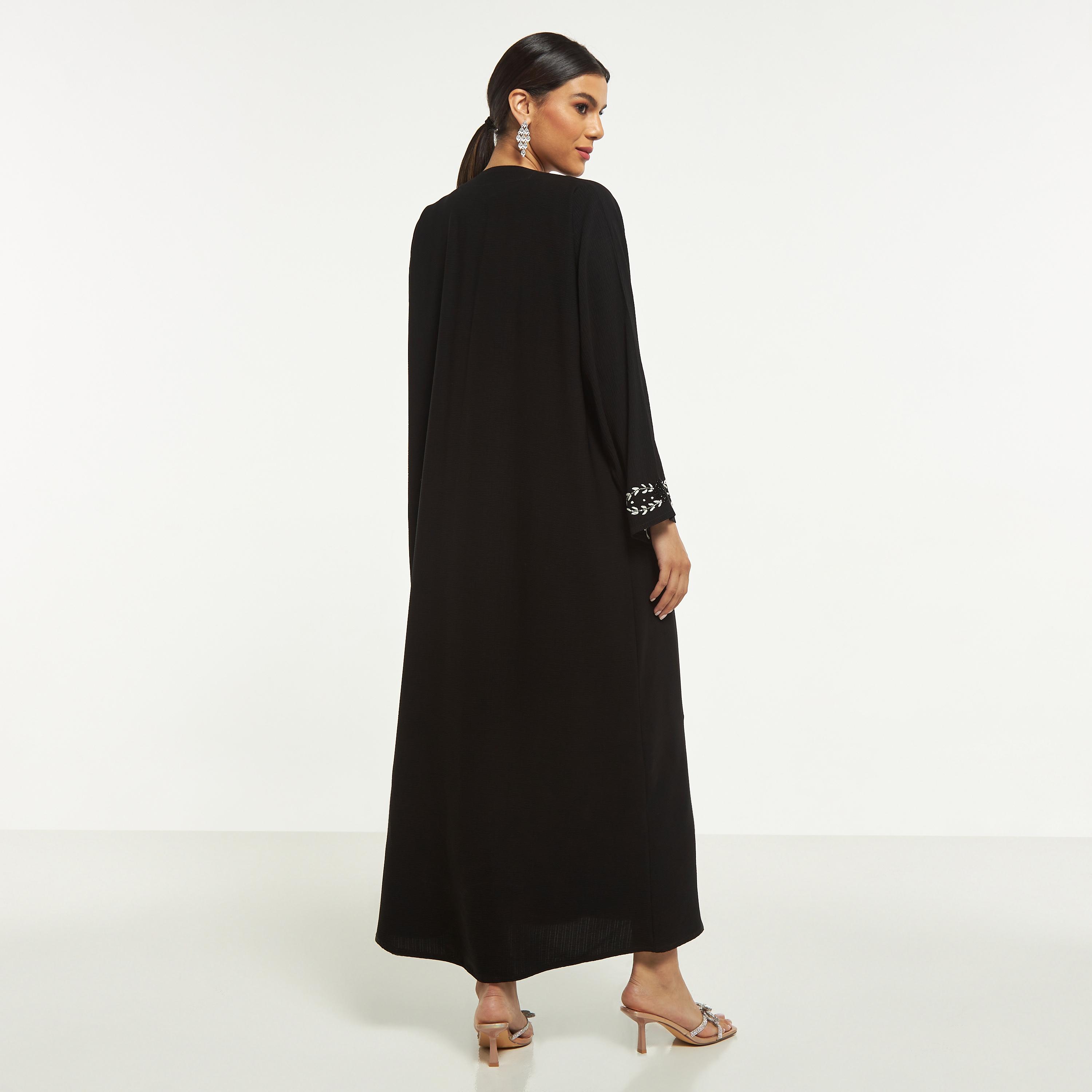 Hadiyath Al Madinah Embellished Abaya with Hijab-women-arabicclothing-abayas-image-5
