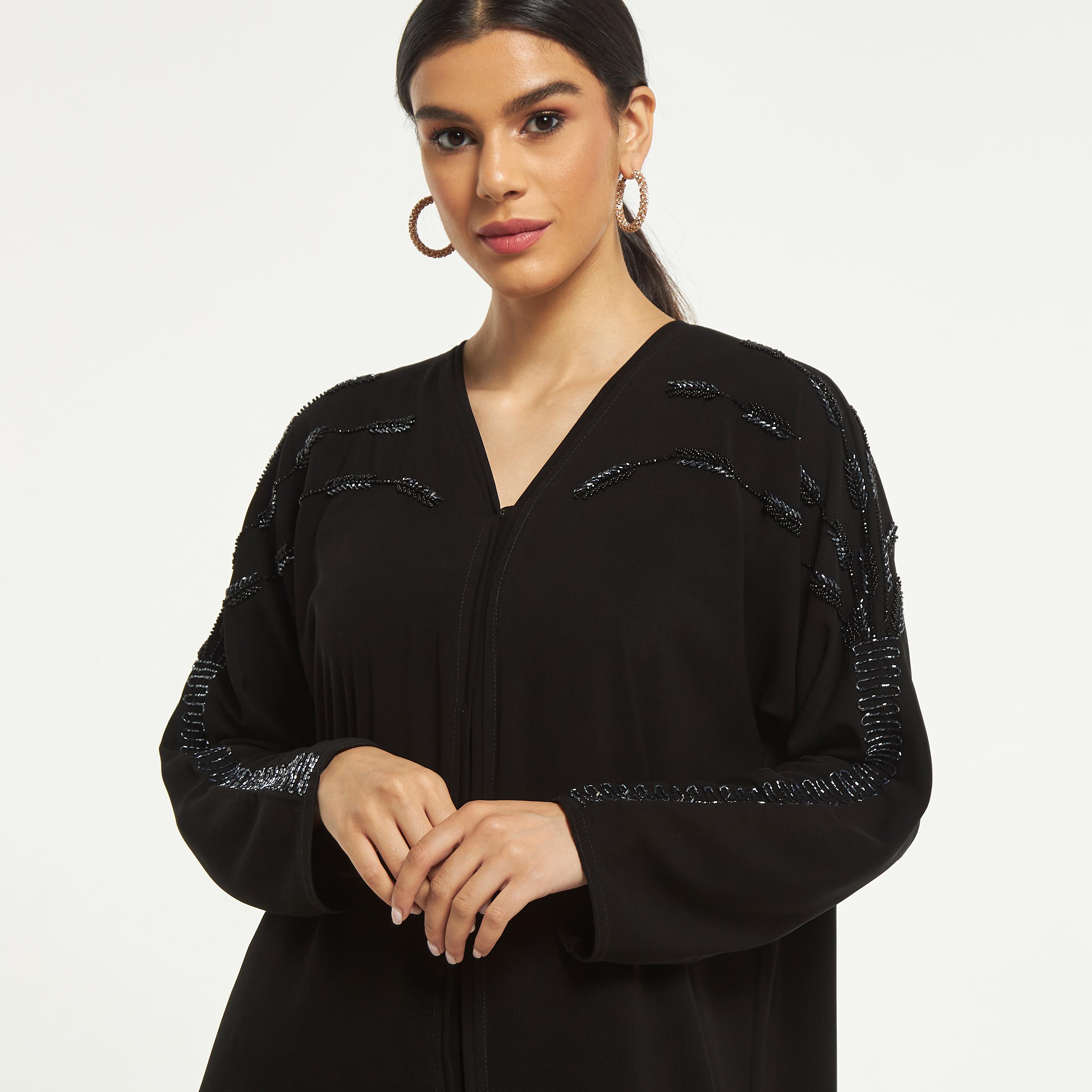Hadiyath Al Madinah Embellished Abaya with Hijab-women-arabicclothing-abayas-image-3