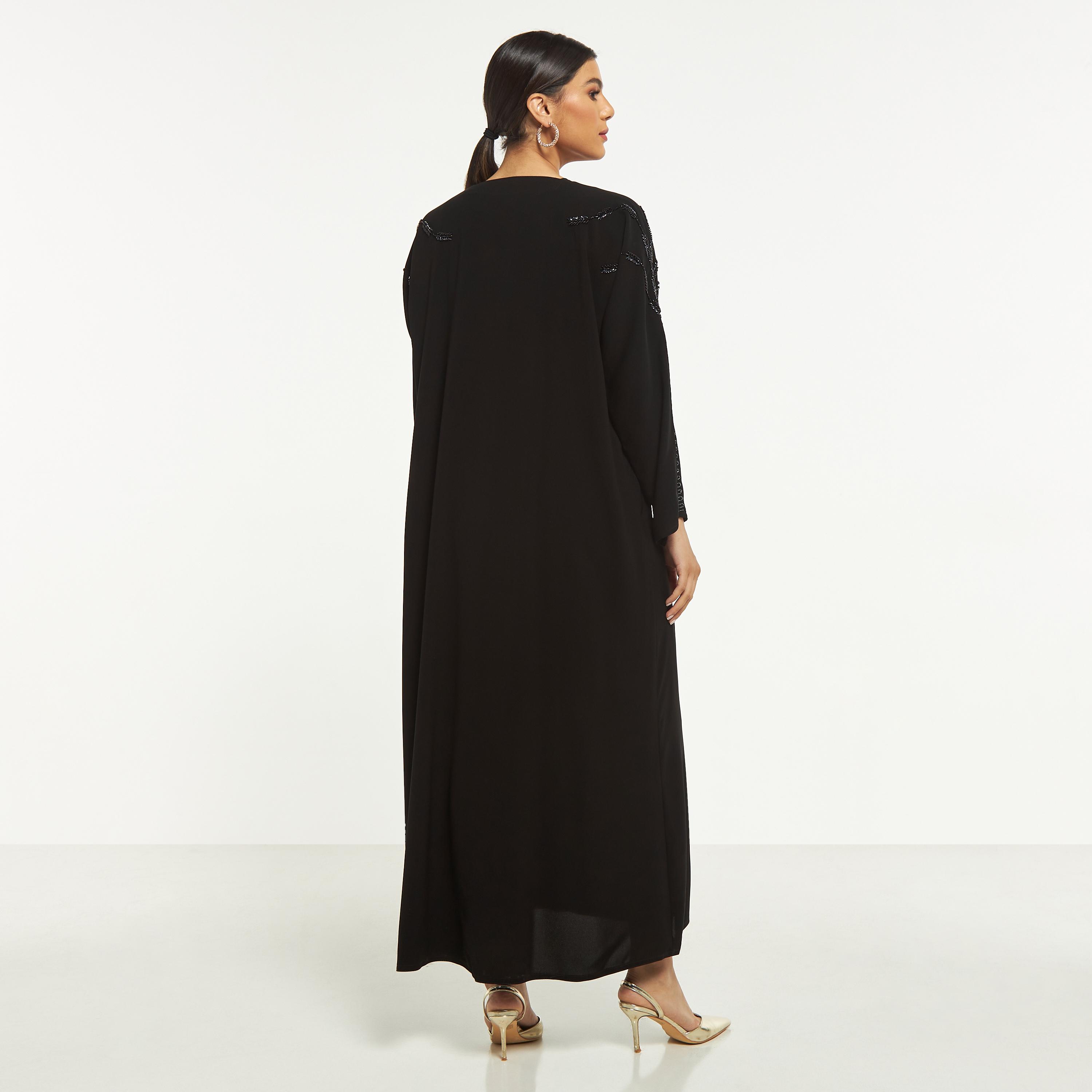 Hadiyath Al Madinah Embellished Abaya with Hijab-women-arabicclothing-abayas-image-5