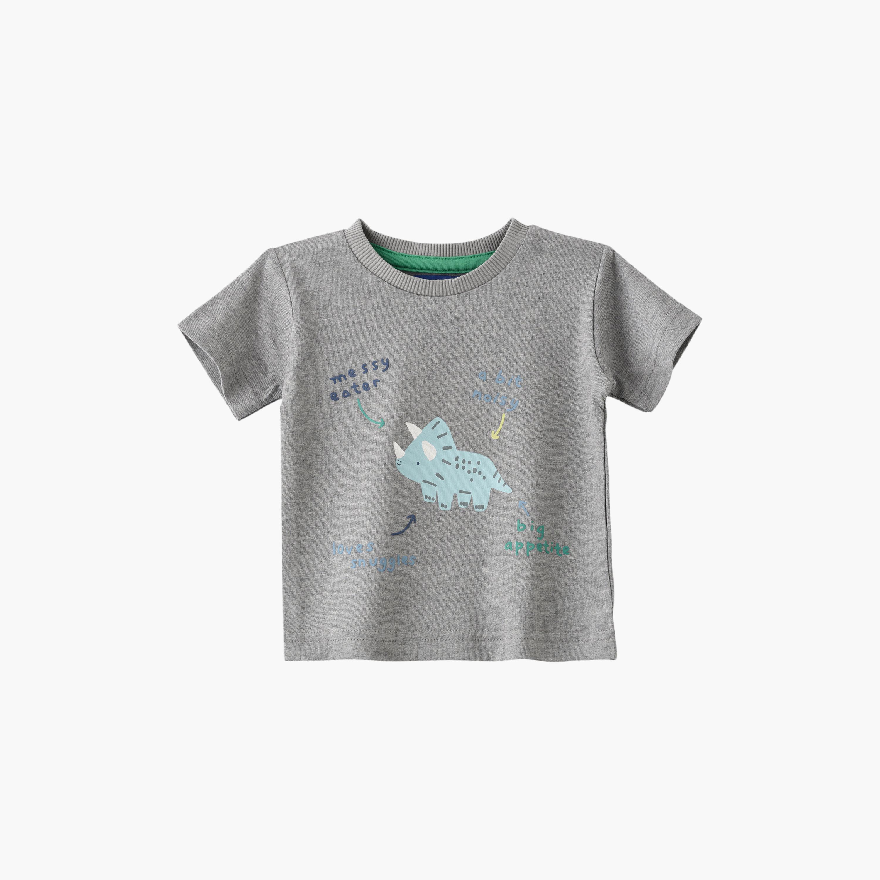 UniqKidz Cotton Short Sleeves Dino Printed T- Shirt-baby-boys-clothing-tshirtsandpolos-image-1
