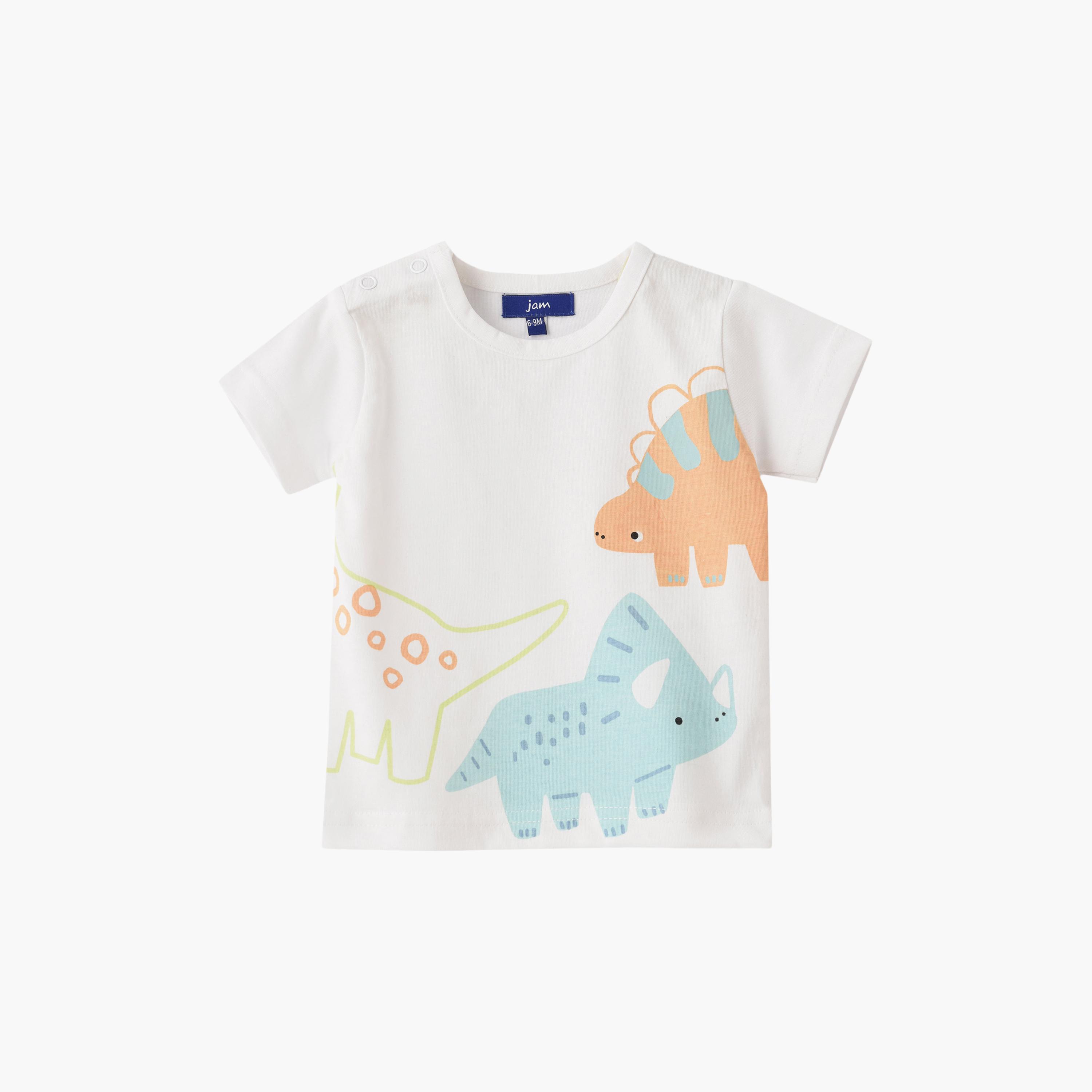 UniqKidz Cotton Short Sleeves Dino Printed T- Shirt-baby-boys-clothing-tshirtsandpolos-image-1