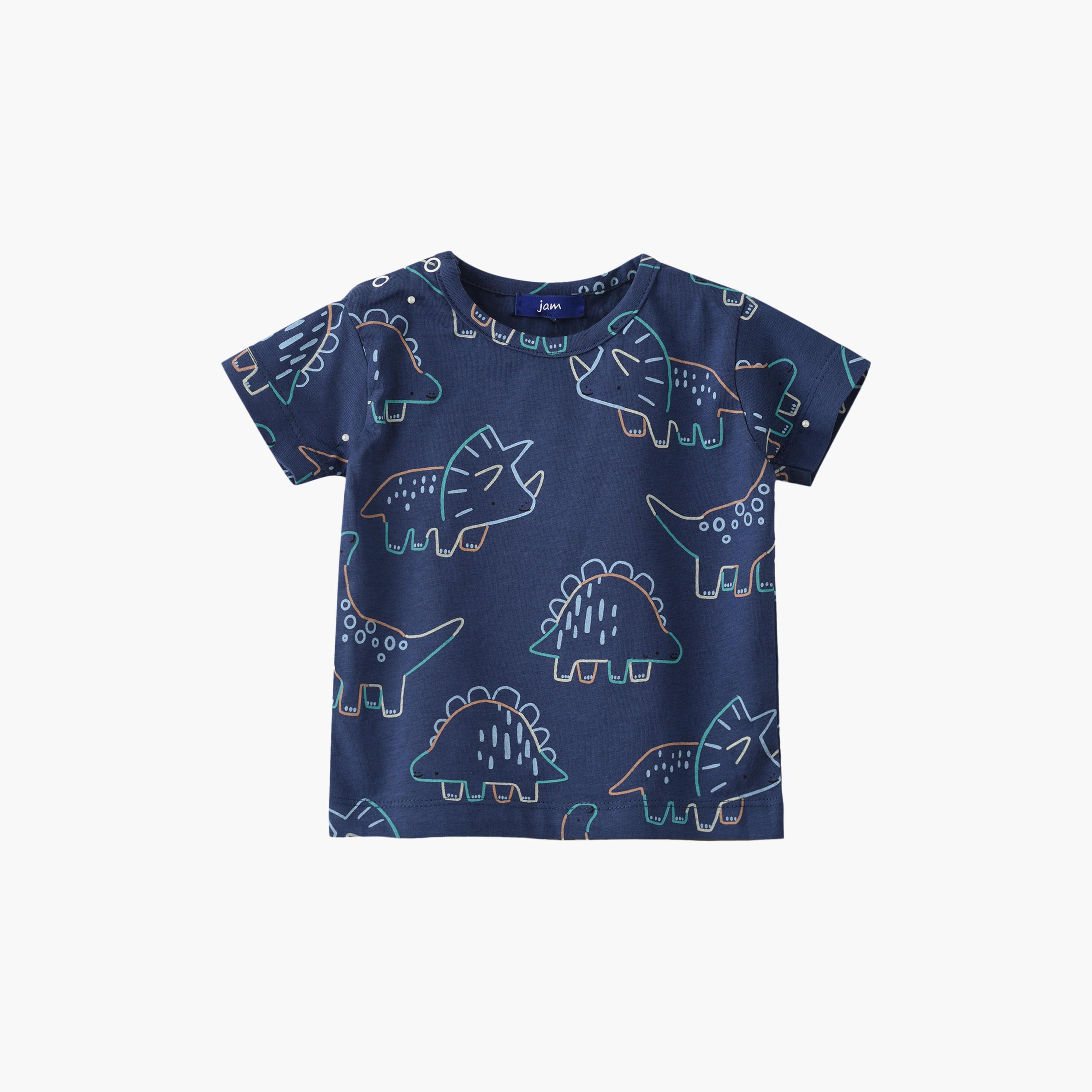 UniqKidz Cotton Short Sleeves Dino Printed T- Shirt-baby-boys-clothing-tshirtsandpolos-image-1