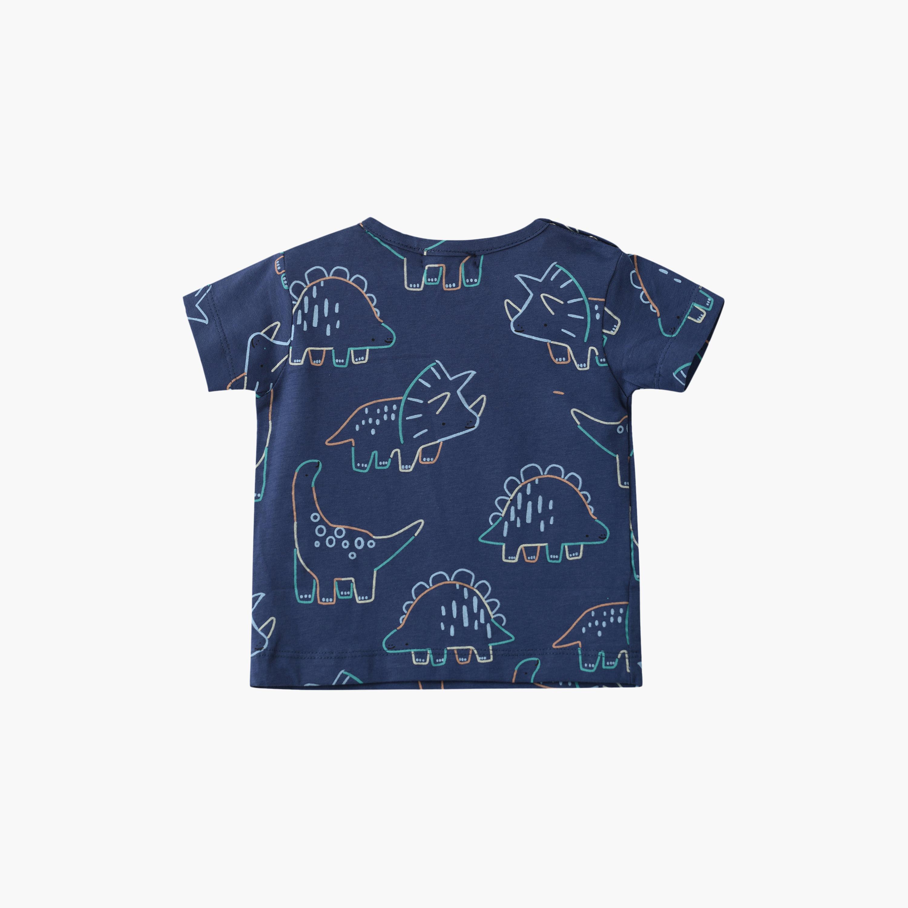 UniqKidz Cotton Short Sleeves Dino Printed T- Shirt-baby-boys-clothing-tshirtsandpolos-image-2
