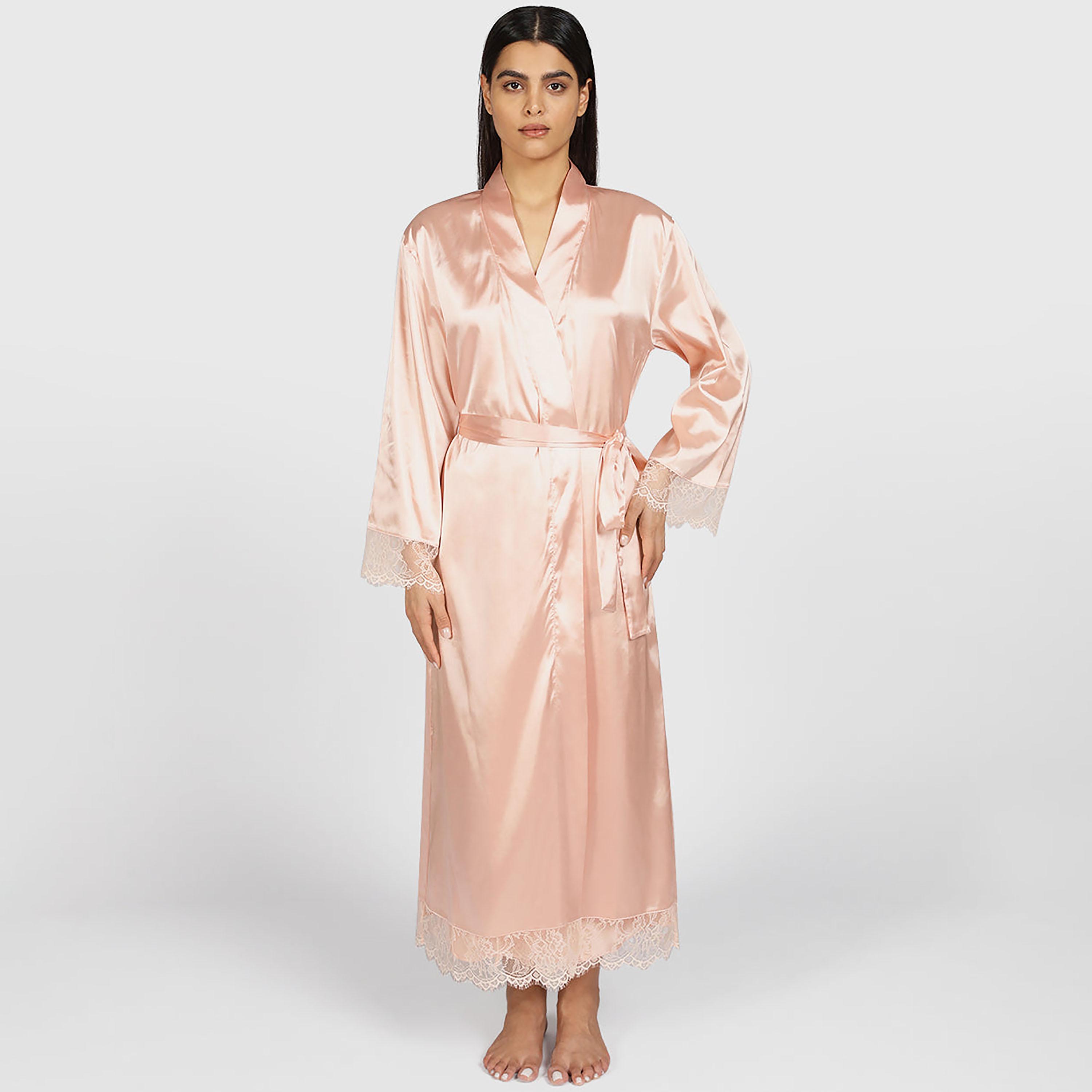 روب نسائي من الدانتيل بياقة على شكل حرف V وأكمام طويلة من إيسلا اند إيفي-women-clothing-nightwear-robes-image-1