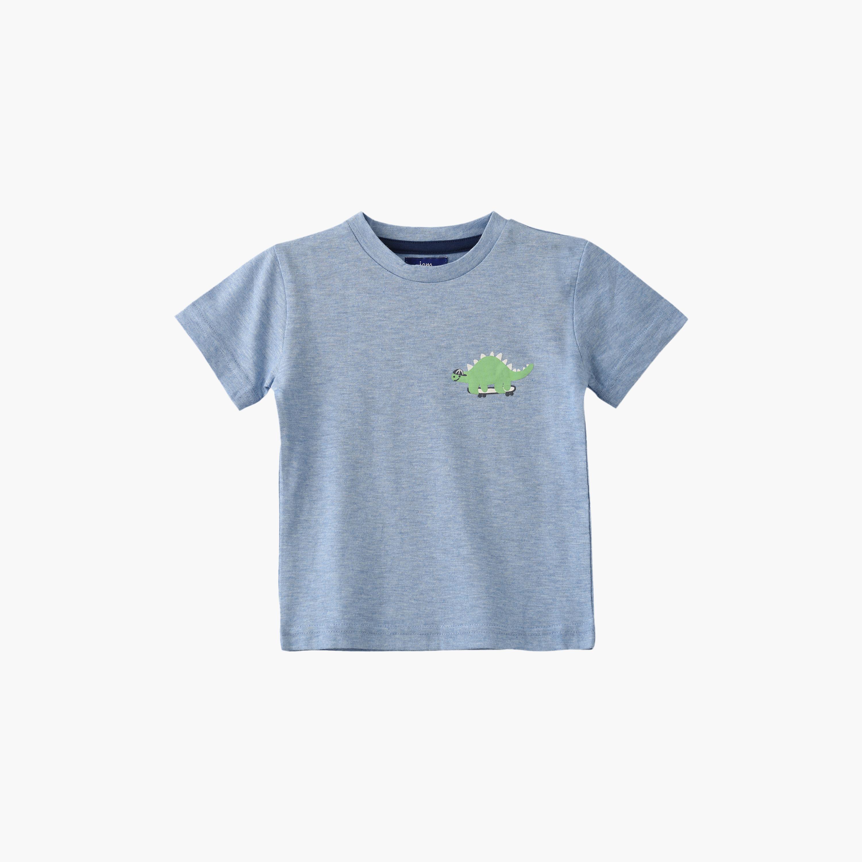 UniqKidz Cotton Short Sleeves Dino Embroidered T-Shirt-boys-clothing-tshirtsandpolos-image-1