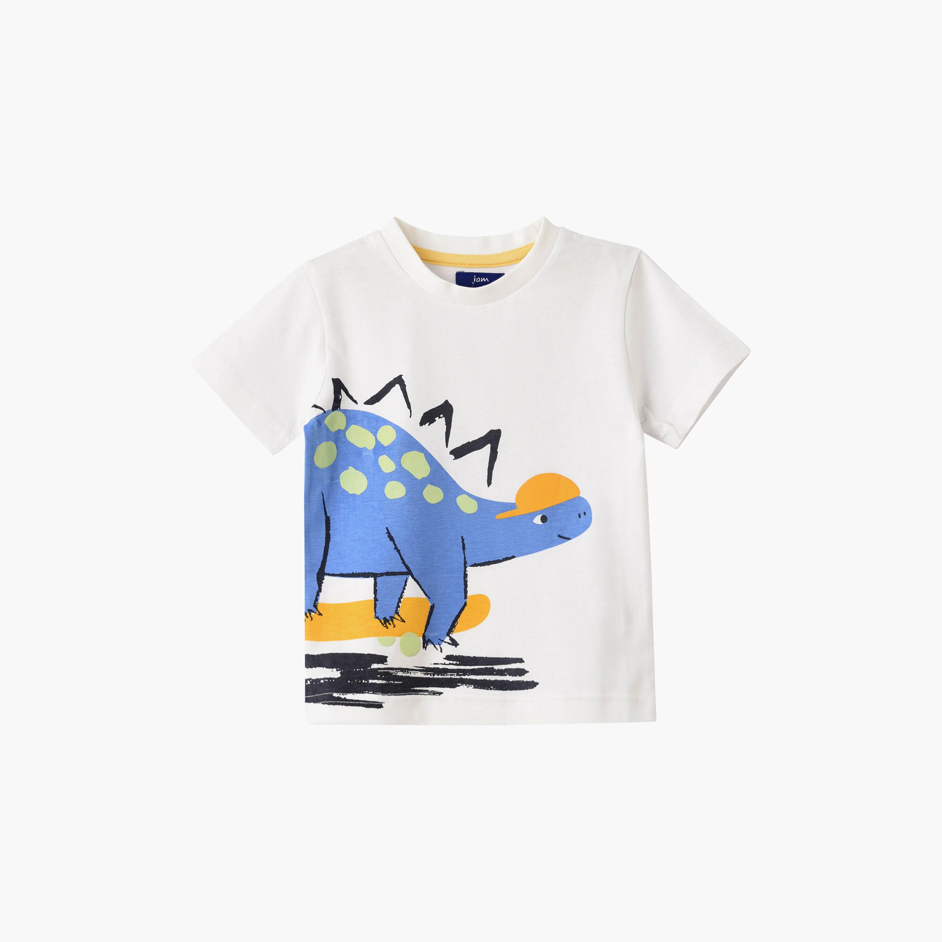 UniqKidz Cotton Short Sleeves Dinosaur Printed T- Shirt-boys-clothing-tshirtsandpolos-image-1