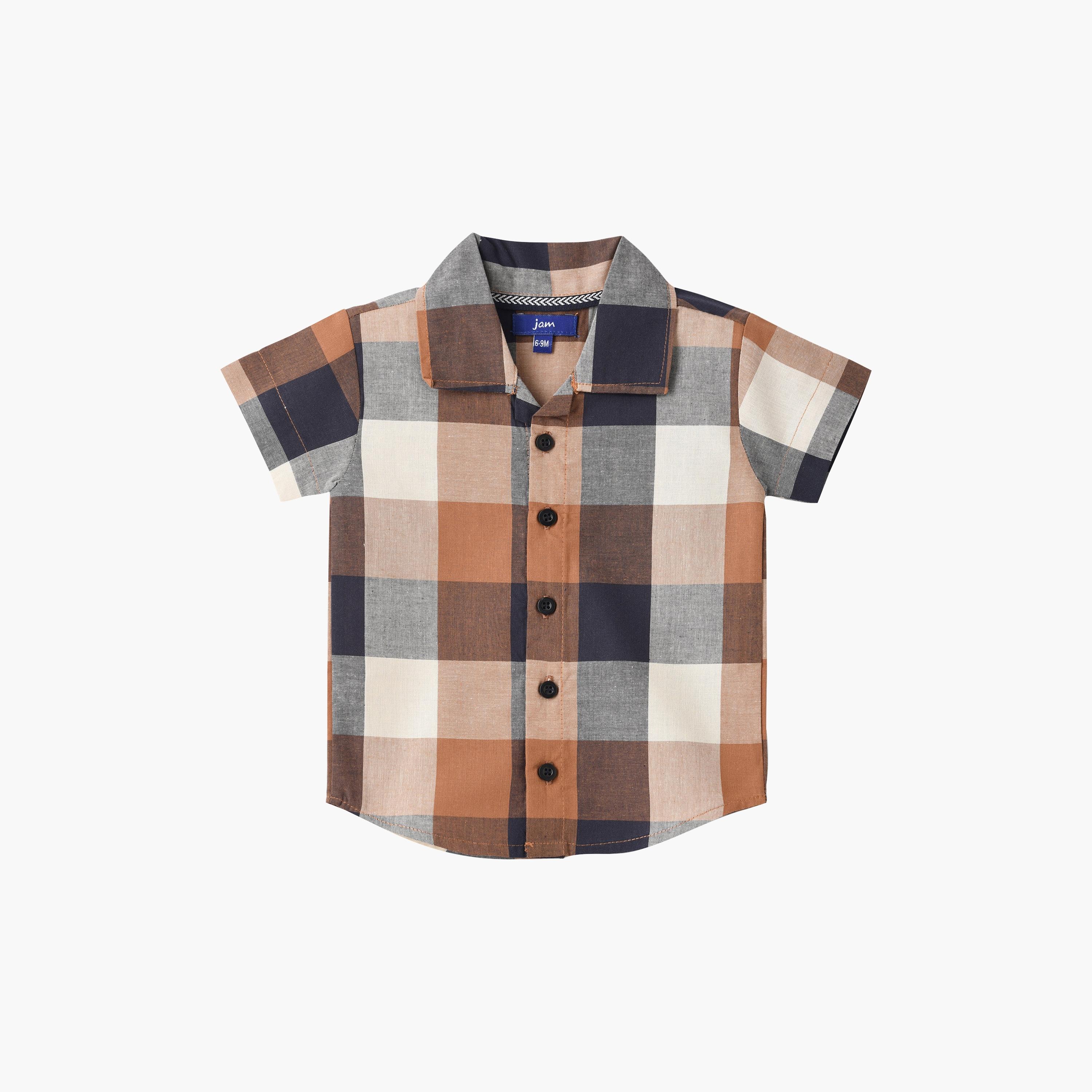 UniqKidz Cotton Short Sleeves Checked Shirt-baby-boys-clothing-shirts-image-1