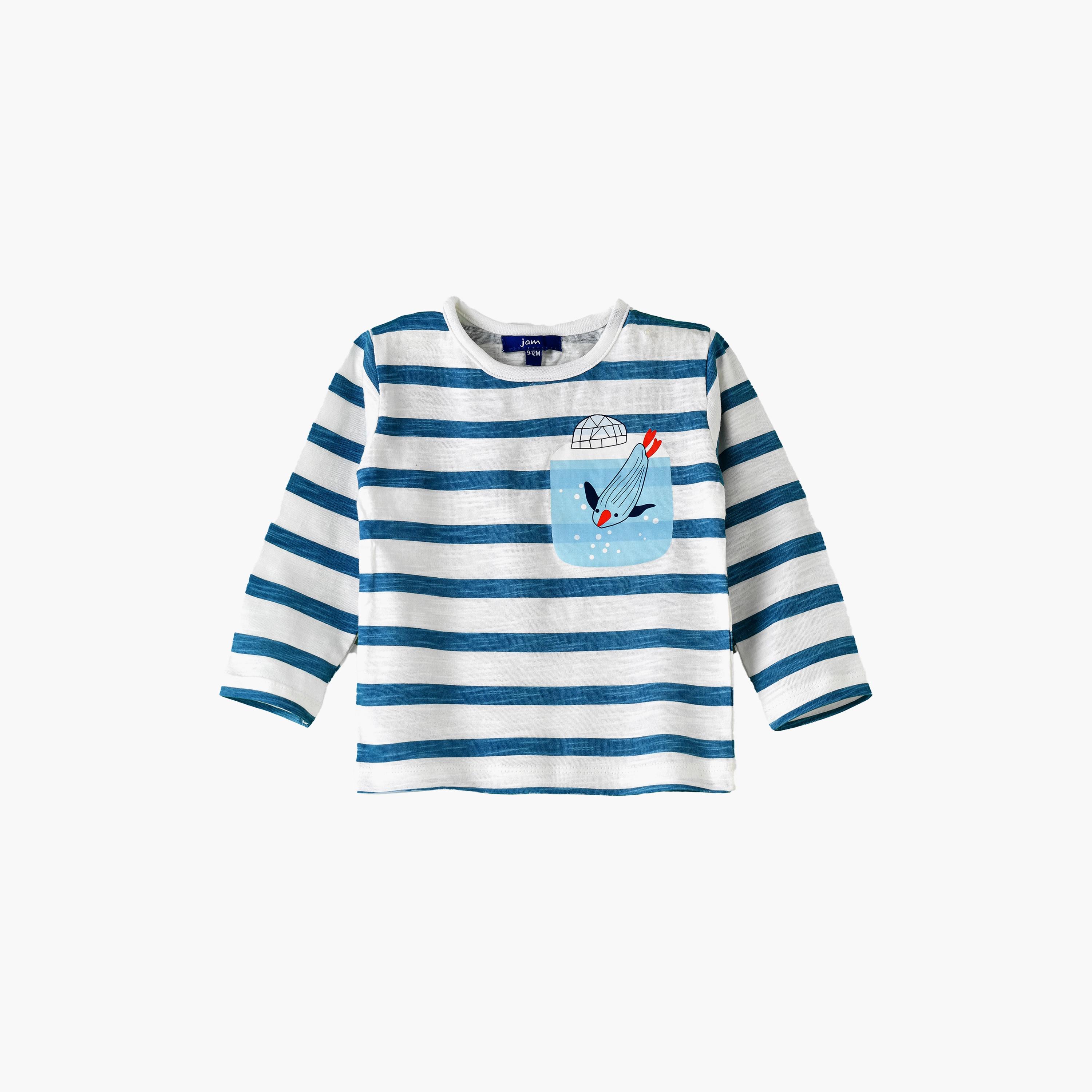 تي شيرت مخطط بأكمام طويلة من يونيك كيدز-baby-boys-clothing-tshirtsandpolos-image-1
