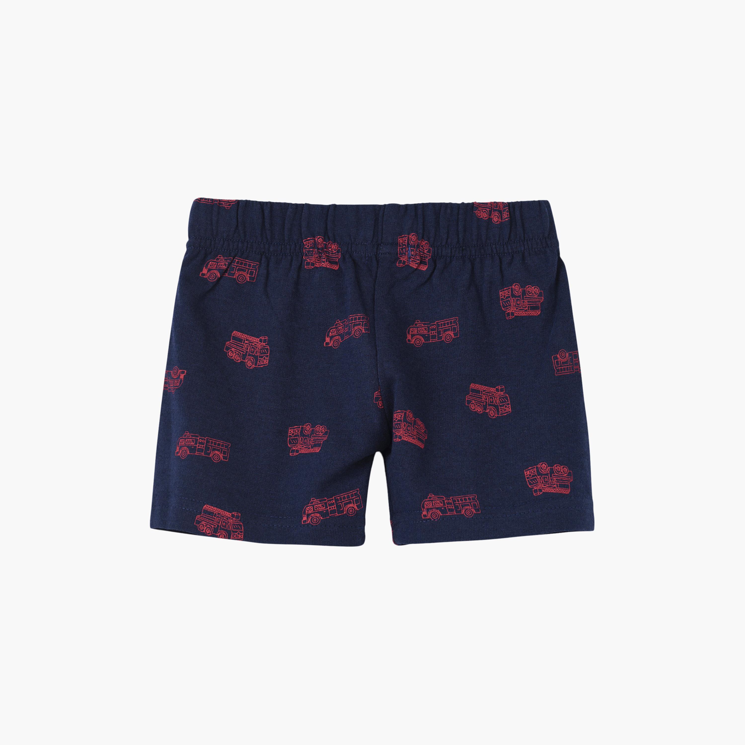 UniqKidz Cotton Truck Printed Elasticated Knit Shorts-boys-clothing-bottoms-shorts-image-2