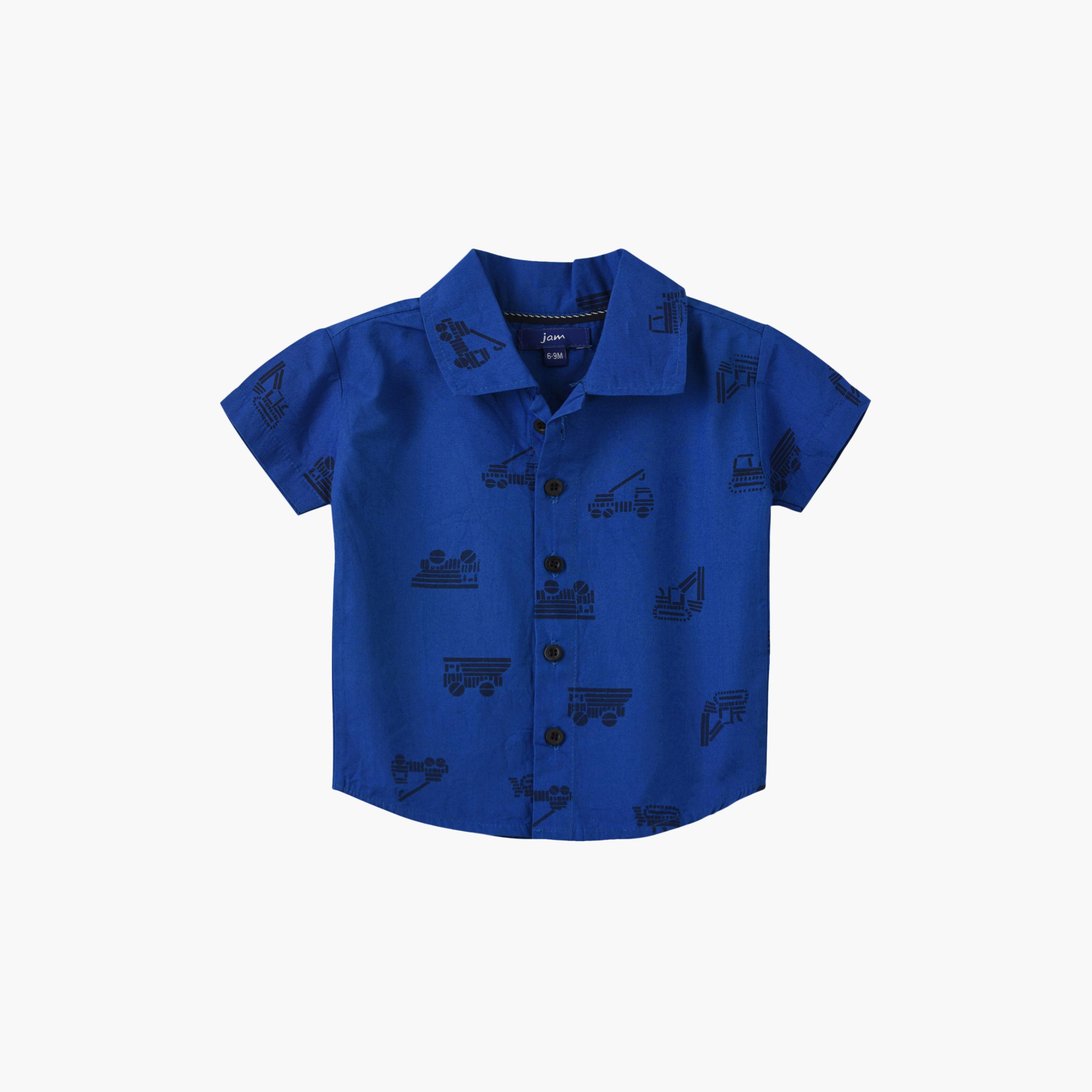 UniqKidz Cotton Short Sleeves Printed Shirt-baby-boys-clothing-shirts-image-1
