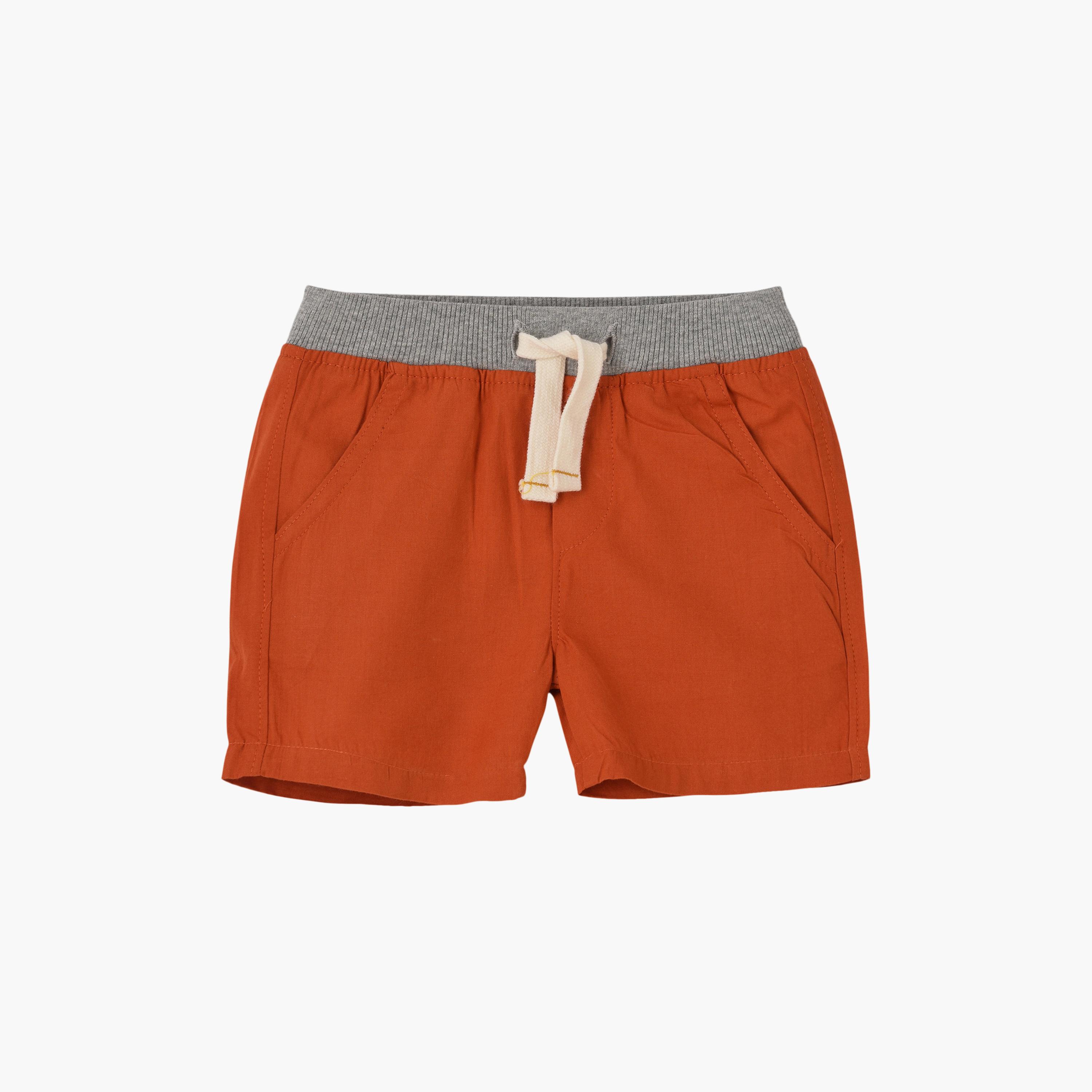 UniqKidz Cotton Solid Elasticated Drawstring Woven Shorts-boys-clothing-bottoms-shorts-image-1