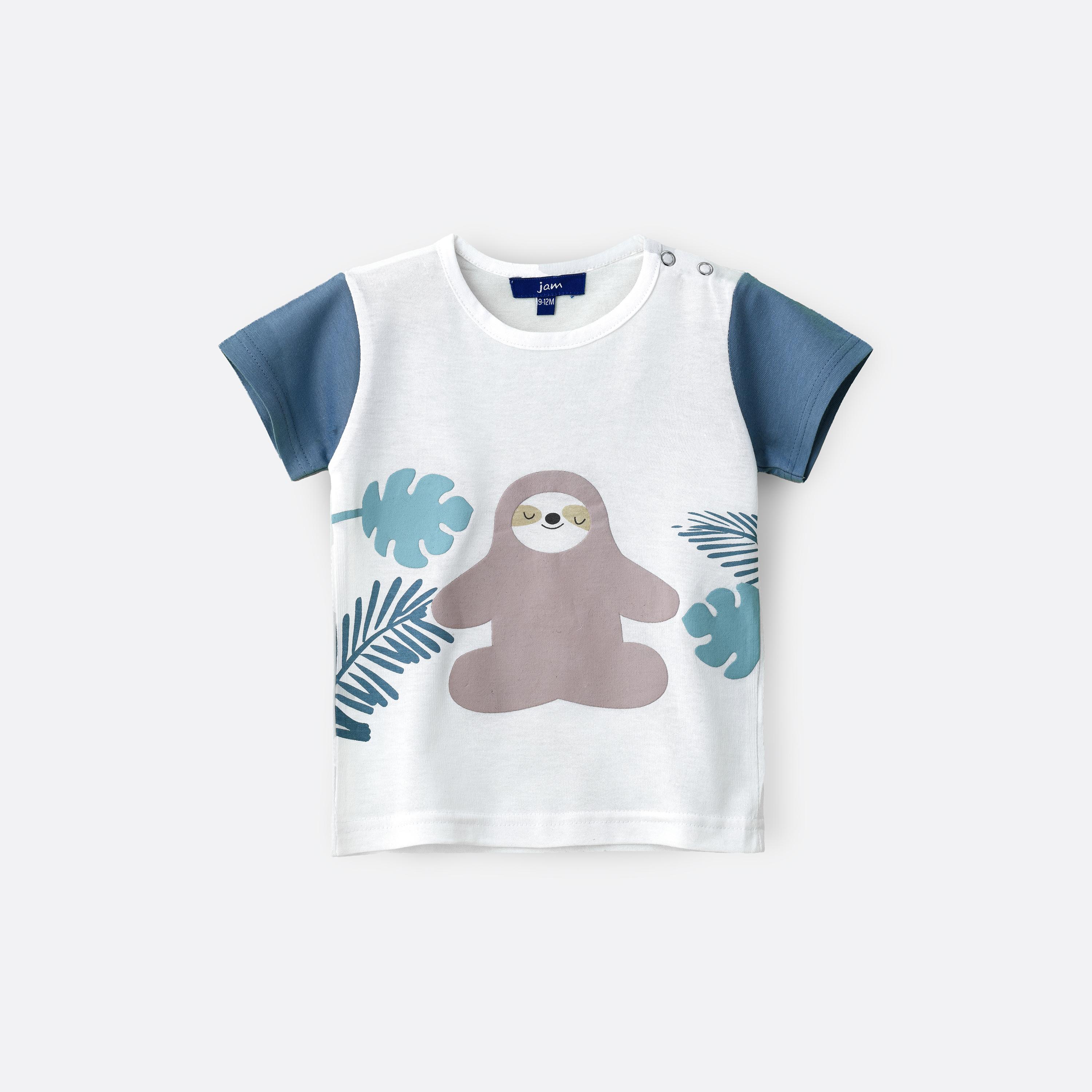 UniqKidz Meditation Sloth Printed Short Sleeves T-Shirt-baby-boys-clothing-tshirtsandpolos-image-1