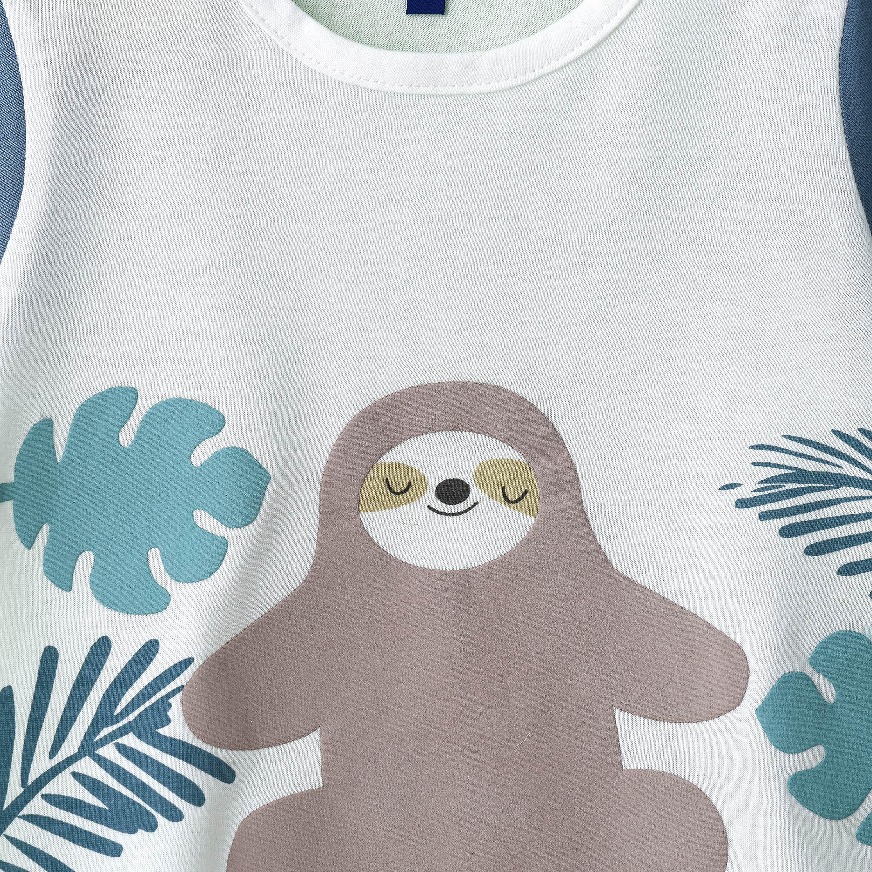 UniqKidz Meditation Sloth Printed Short Sleeves T-Shirt-baby-boys-clothing-tshirtsandpolos-image-2