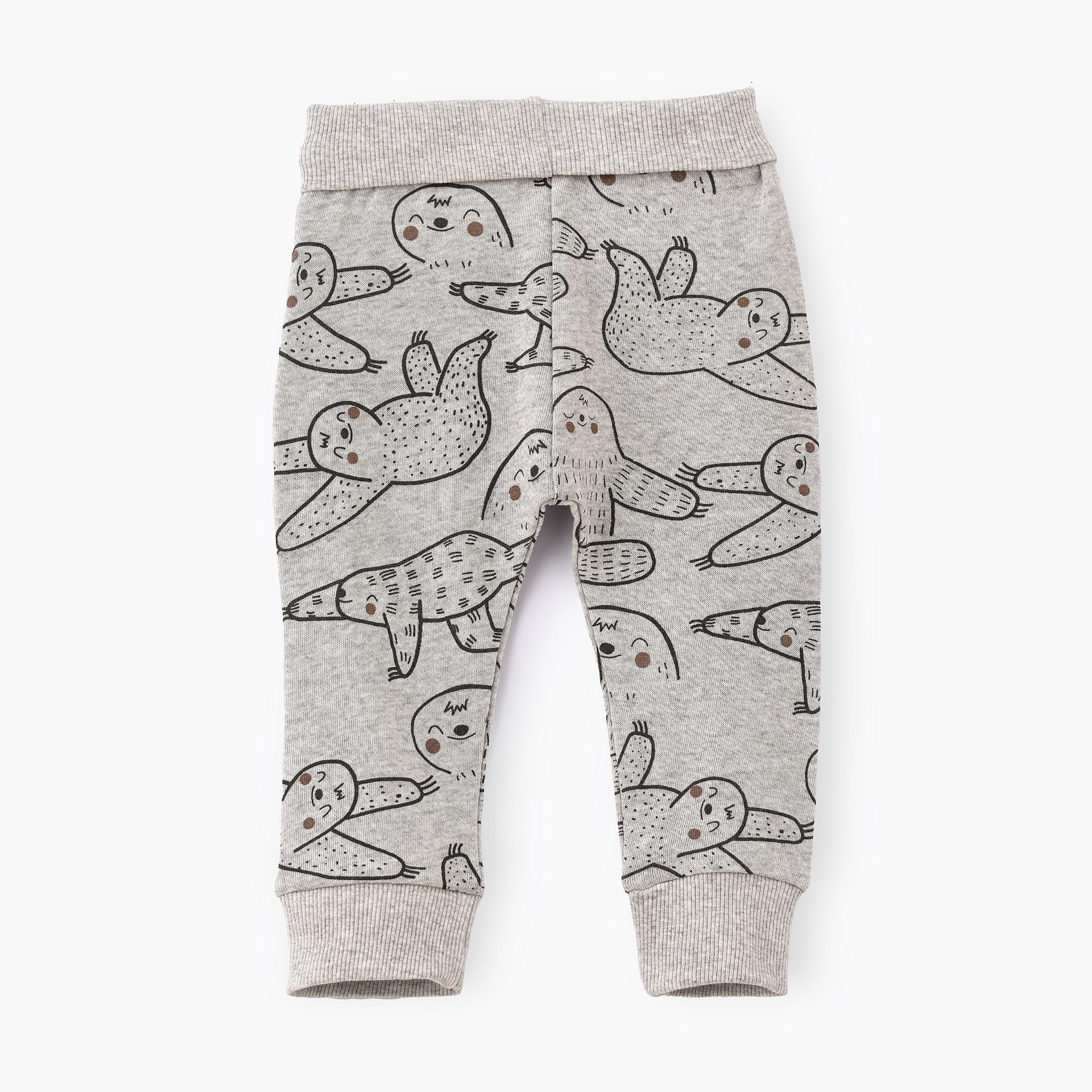 UniqKidz Sloth Printed Elasticated Joggers-baby-boys-clothing-bottoms-joggersandtrackpants-image-2