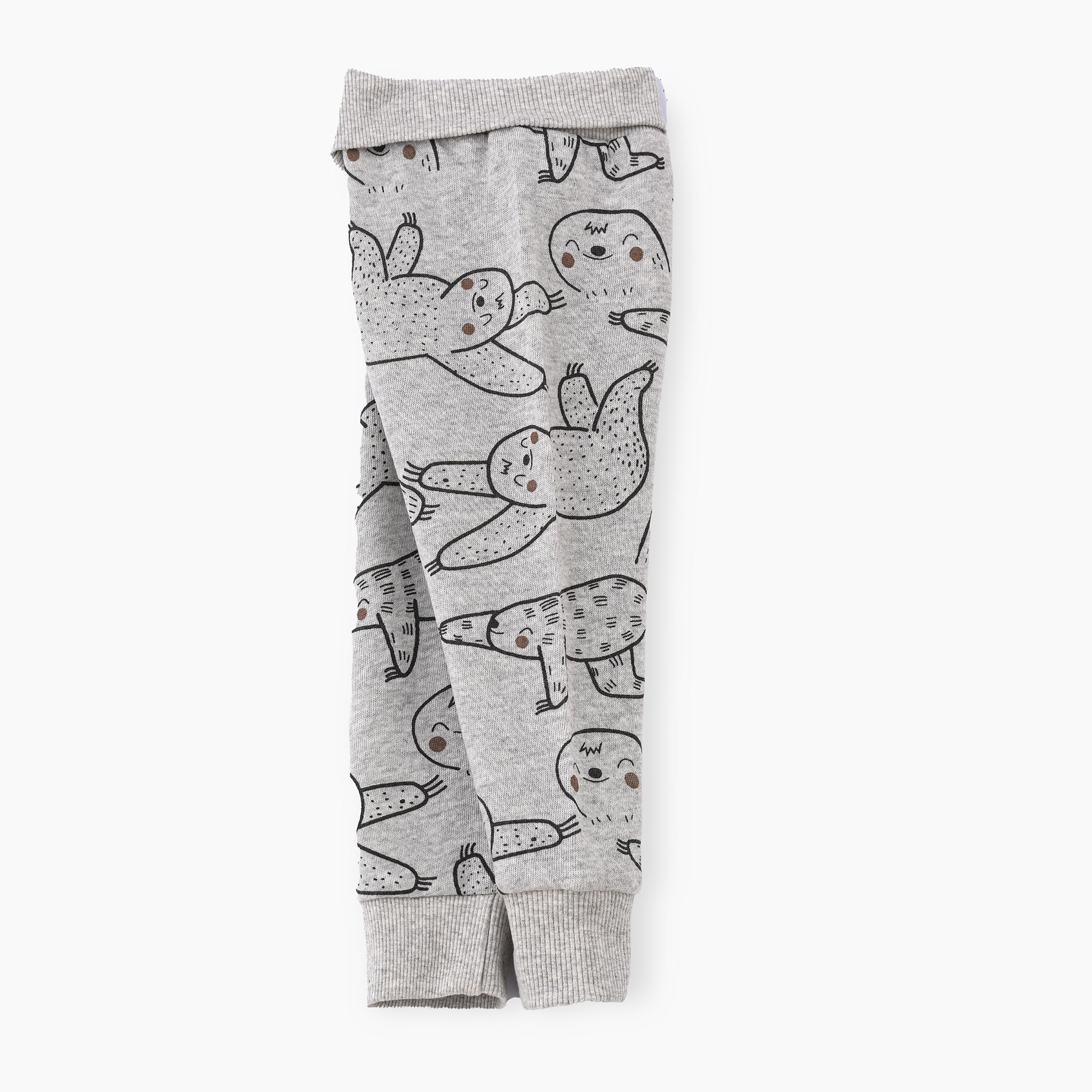 UniqKidz Sloth Printed Elasticated Joggers-baby-boys-clothing-bottoms-joggersandtrackpants-image-3