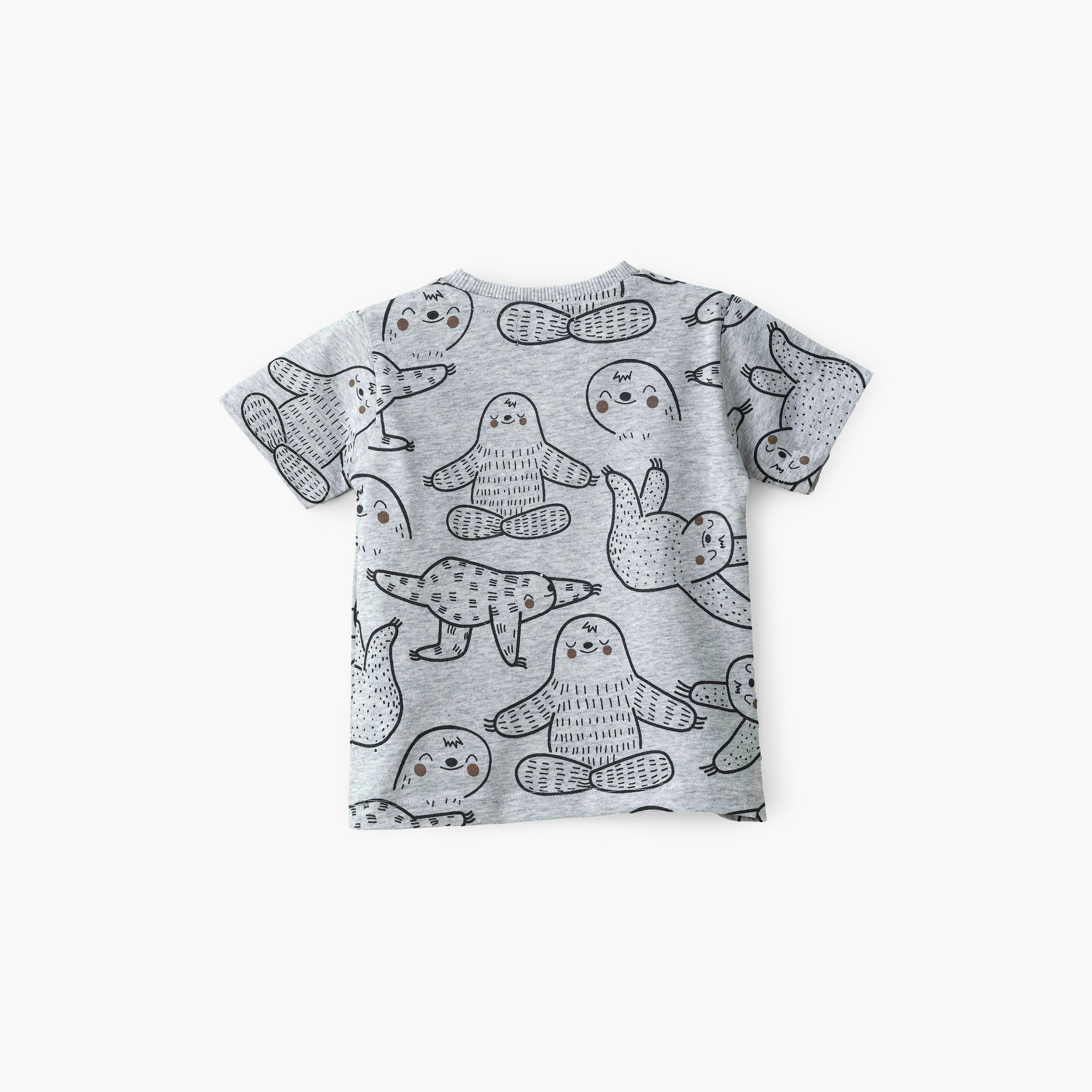 UniqKidz Sloth Printed Short Sleeves T-Shirt-baby-boys-clothing-tshirtsandpolos-image-2