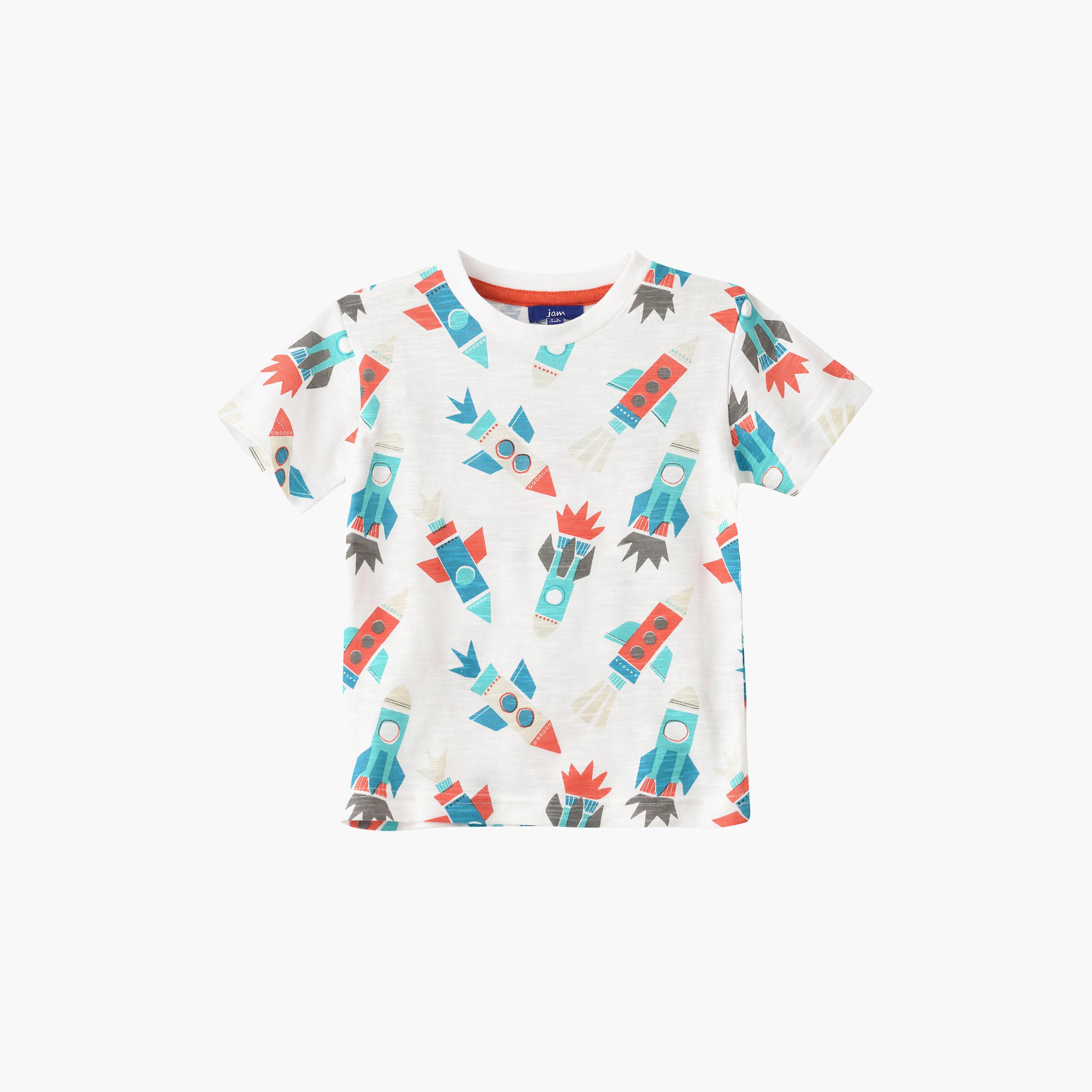 UniqKidz Cotton Short Sleeves Rockets Printed T- Shirt-boys-clothing-tshirtsandpolos-image-1