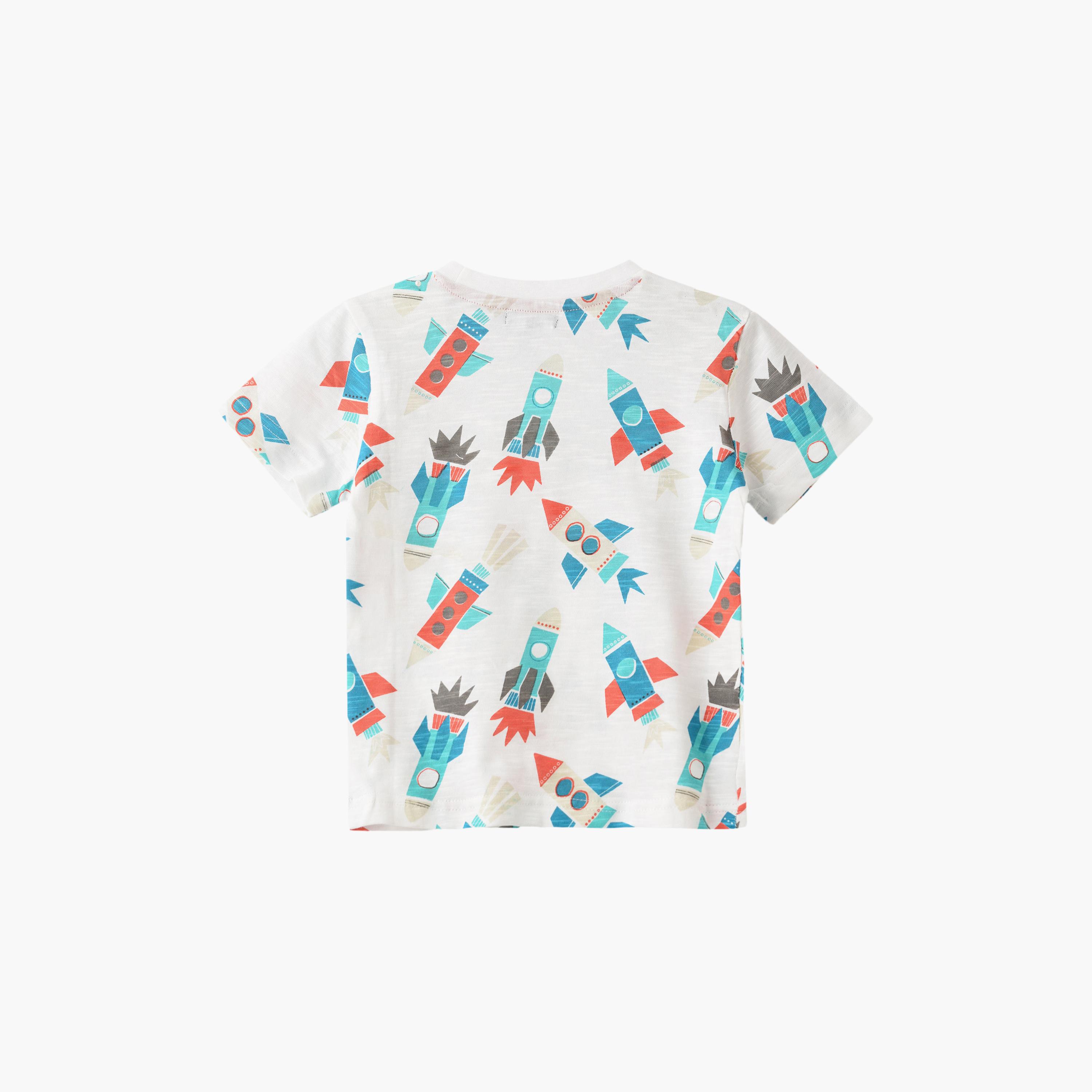 UniqKidz Cotton Short Sleeves Rockets Printed T- Shirt-boys-clothing-tshirtsandpolos-image-2