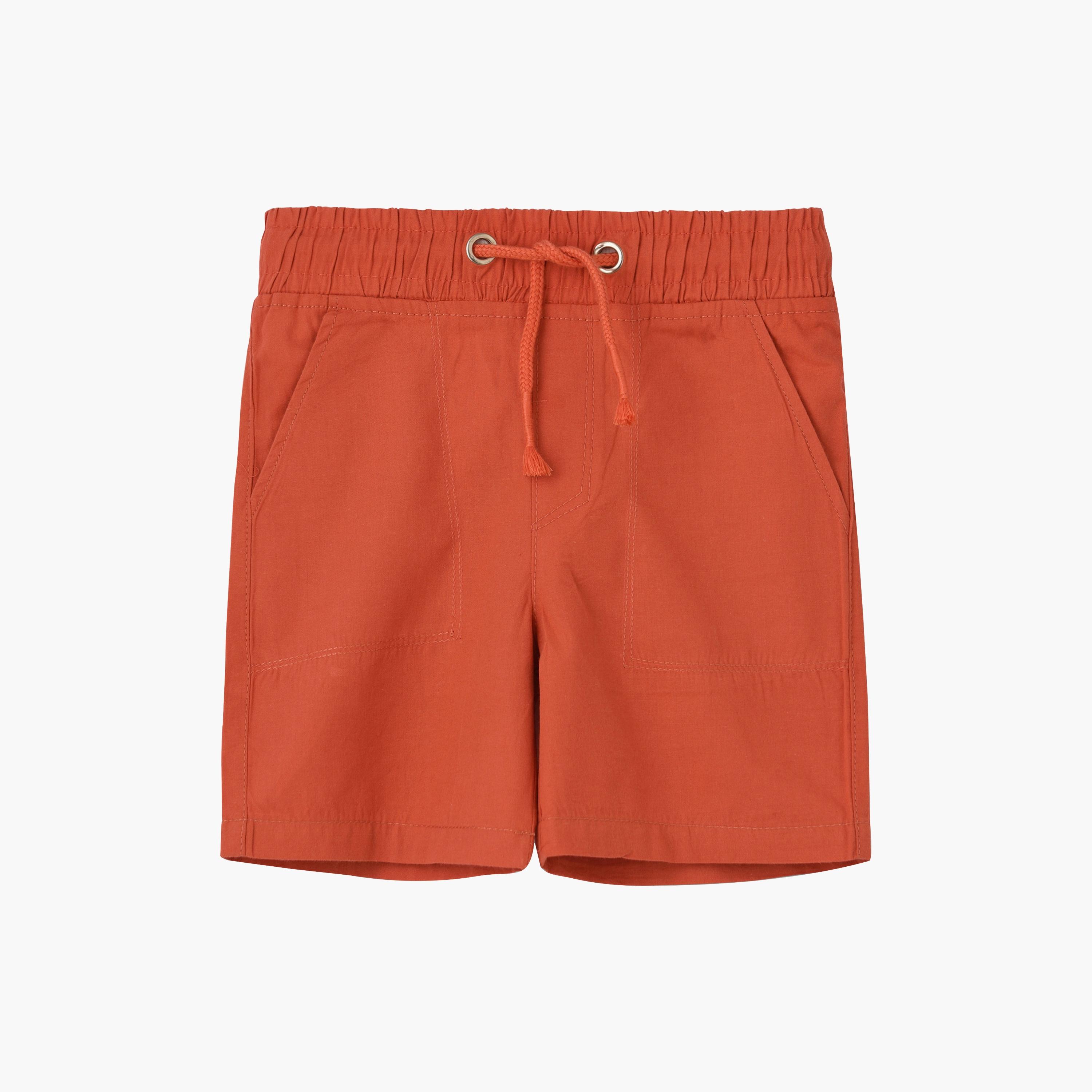 UniqKidz Cotton Solid Elasticated Drawstring Woven Shorts-boys-clothing-bottoms-shorts-image-1