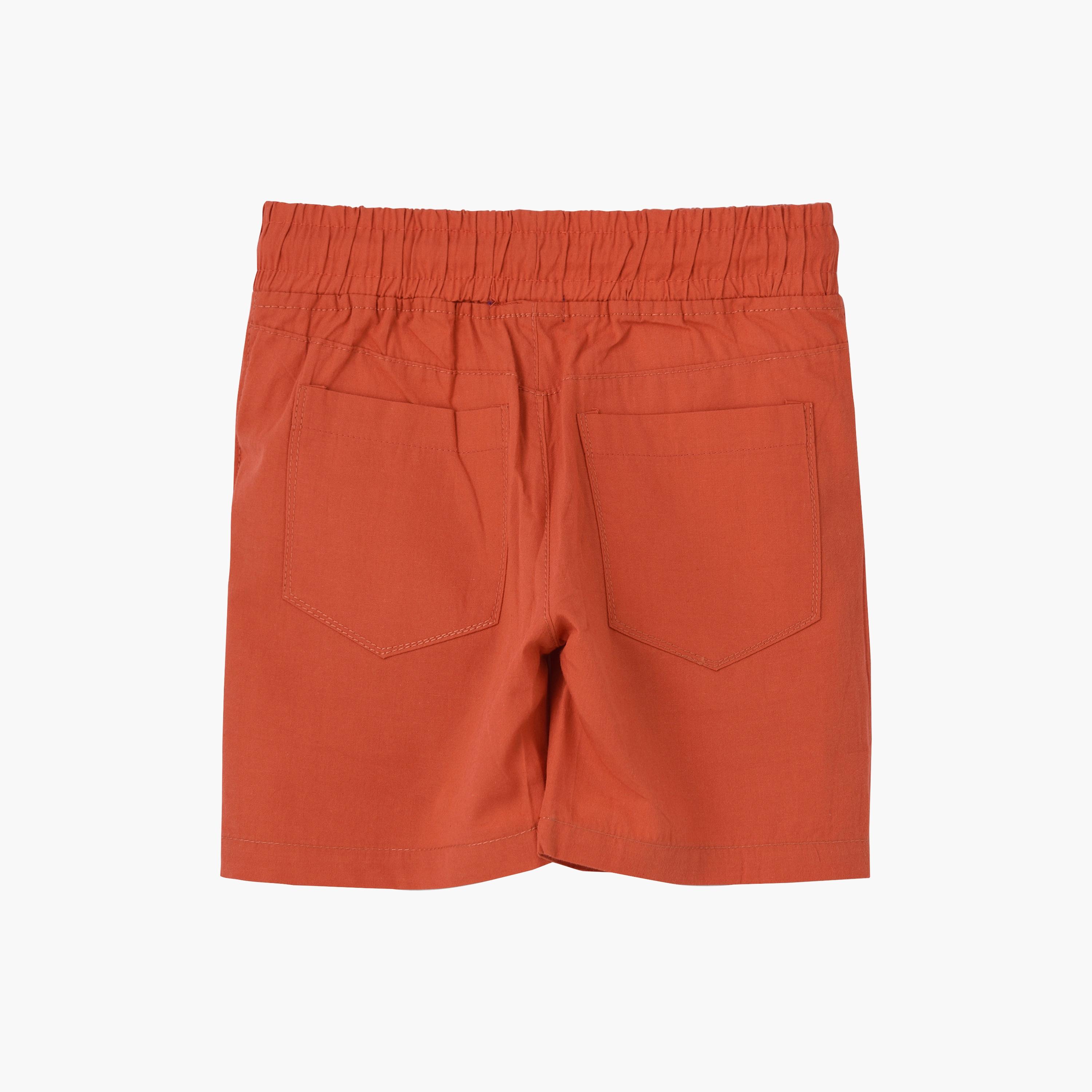 UniqKidz Cotton Solid Elasticated Drawstring Woven Shorts-boys-clothing-bottoms-shorts-image-2