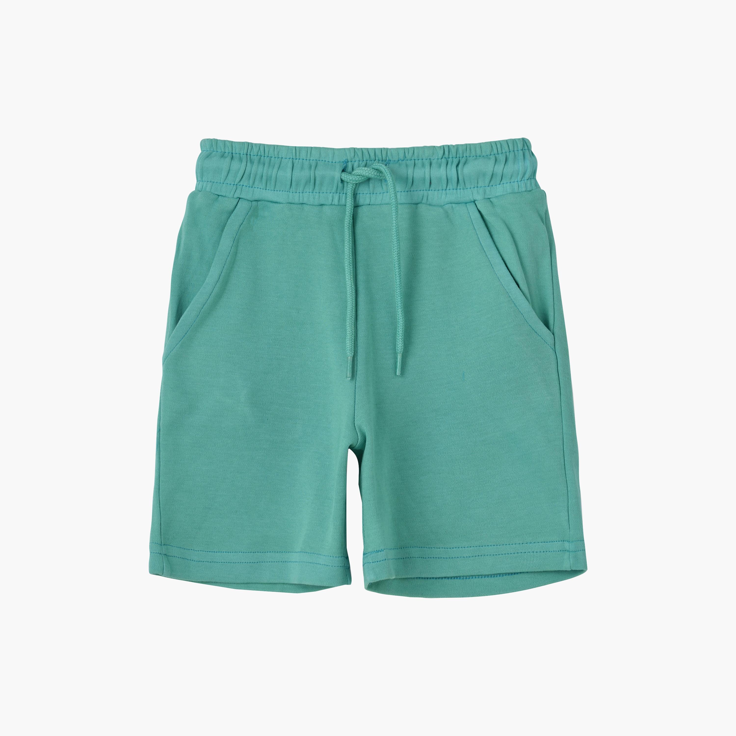 UniqKidz Cotton Solid Elasticated Drawstring Knit Shorts-boys-clothing-bottoms-shorts-image-1