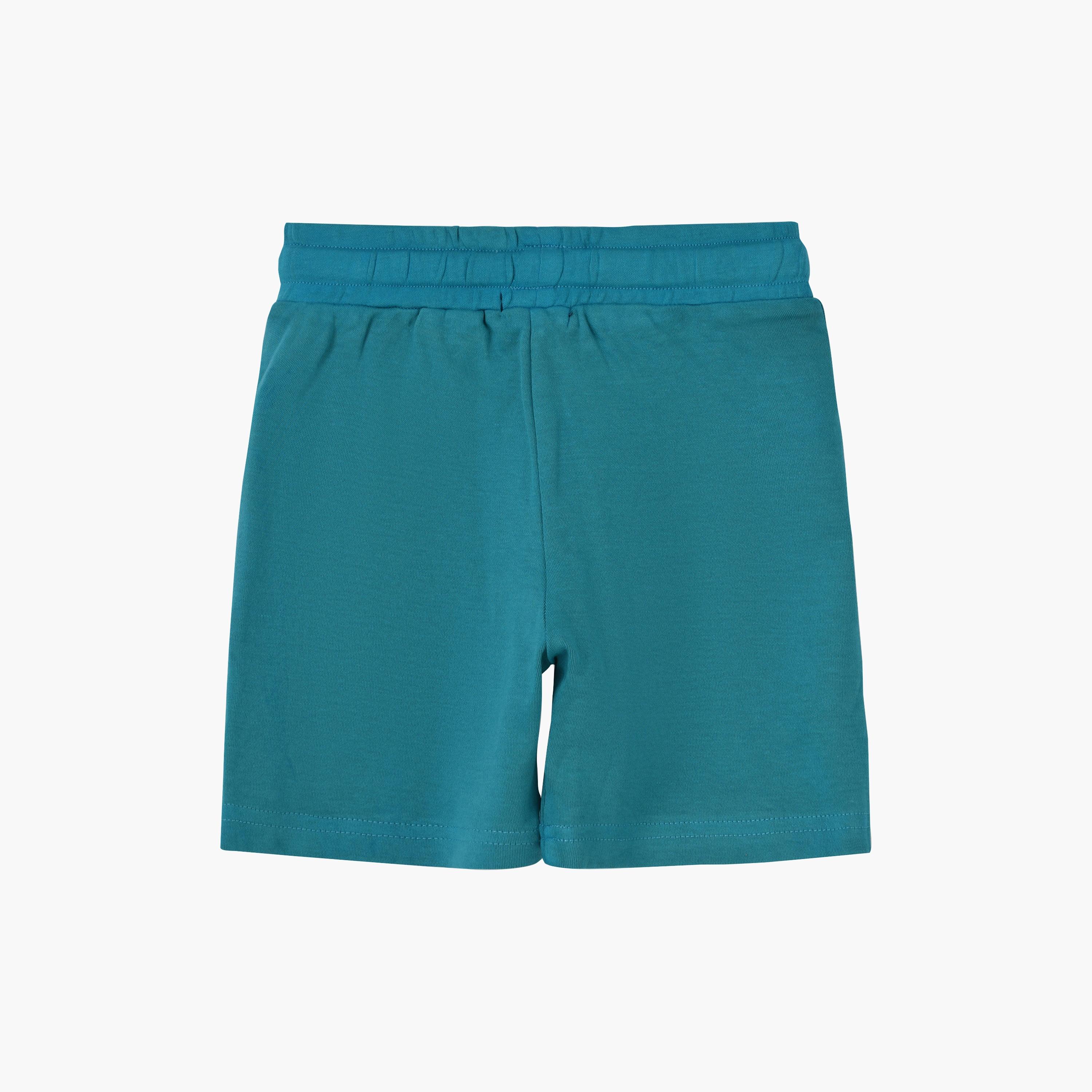 UniqKidz Cotton Solid Elasticated Drawstring Knit Shorts-boys-clothing-bottoms-shorts-image-2