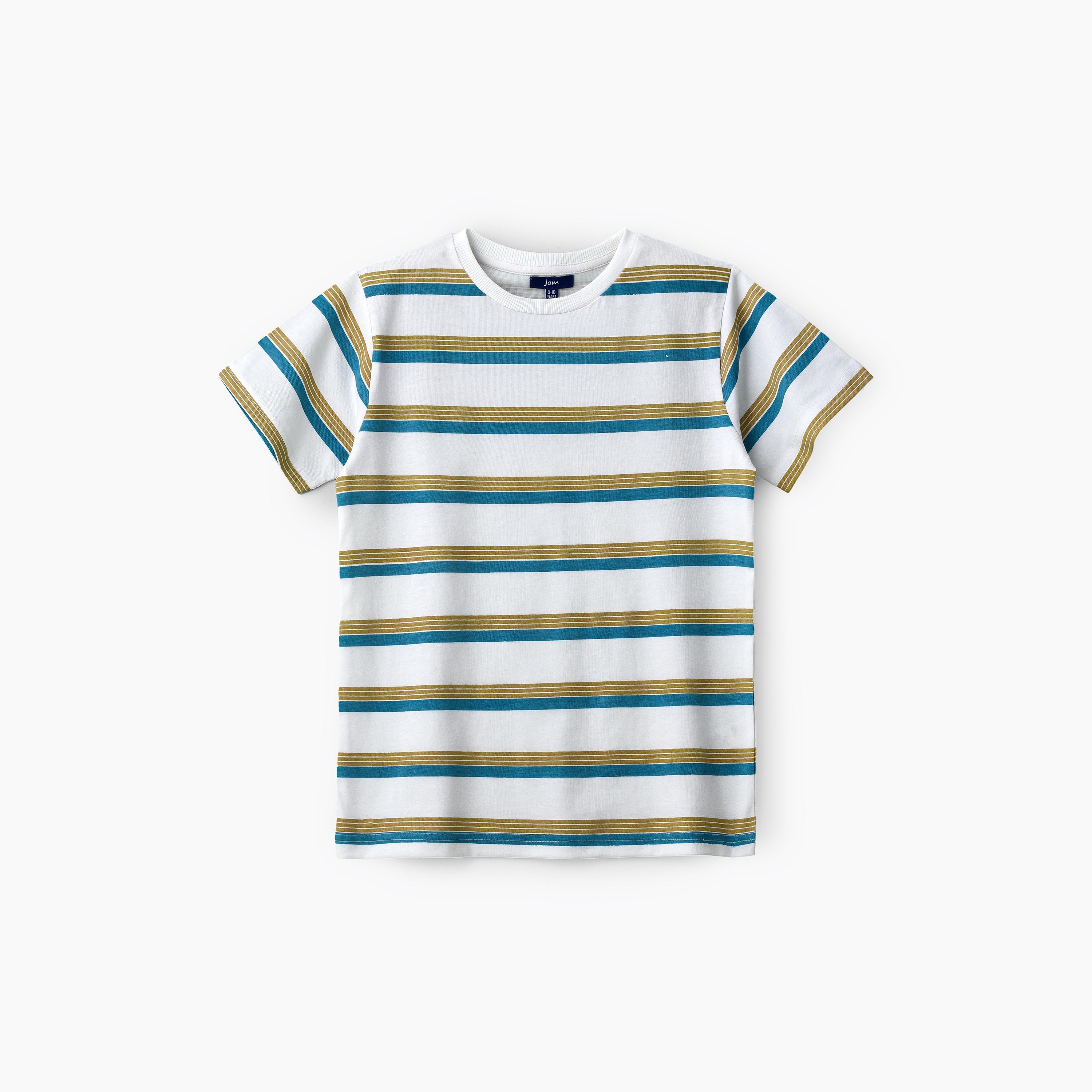 تي شيرت مخطط بأكمام قصيرة من يونيكيدز-boys-clothing-tshirtsandpolos-image-1