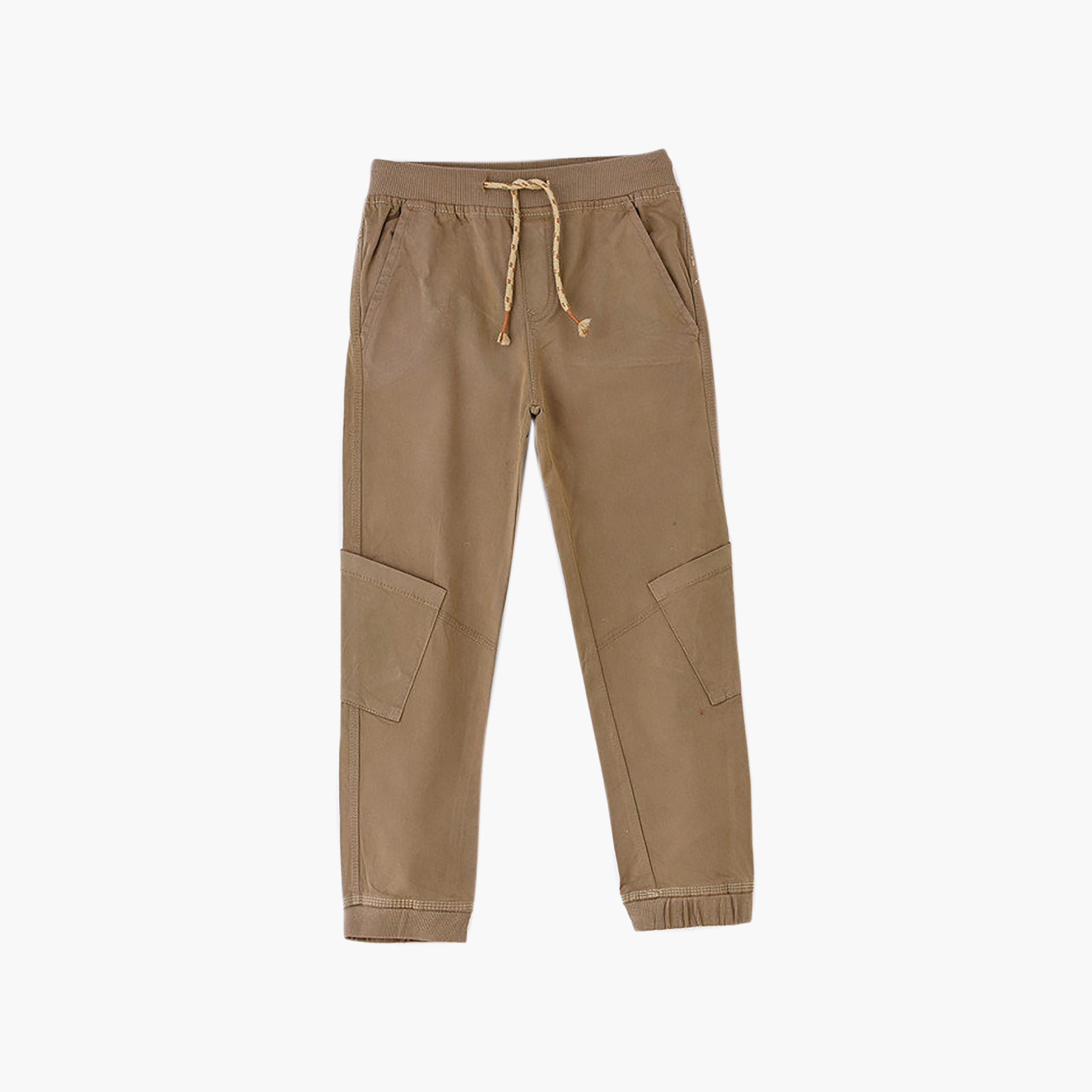 بنطال جوغر سادة بخصر مطاطي ورباط سحب من يونيك كيدز-boys-clothing-bottoms-joggersandtrackpants-image-1