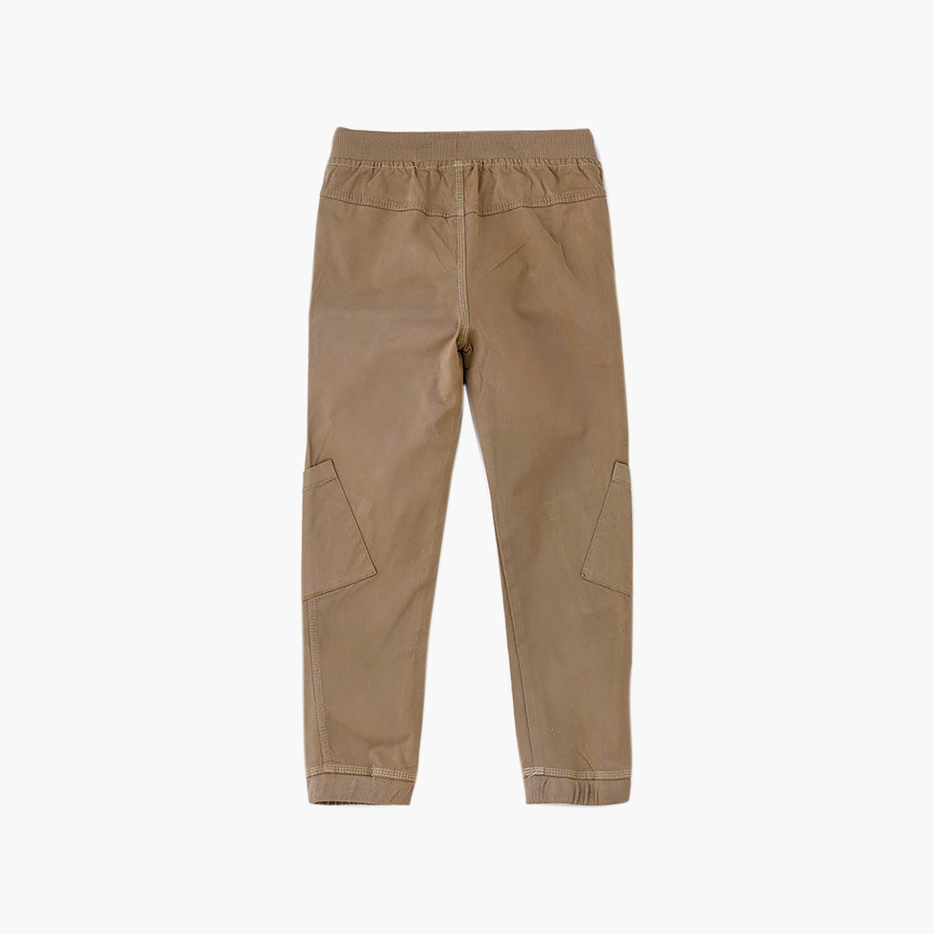 بنطال جوغر سادة بخصر مطاطي ورباط سحب من يونيك كيدز-boys-clothing-bottoms-joggersandtrackpants-image-3