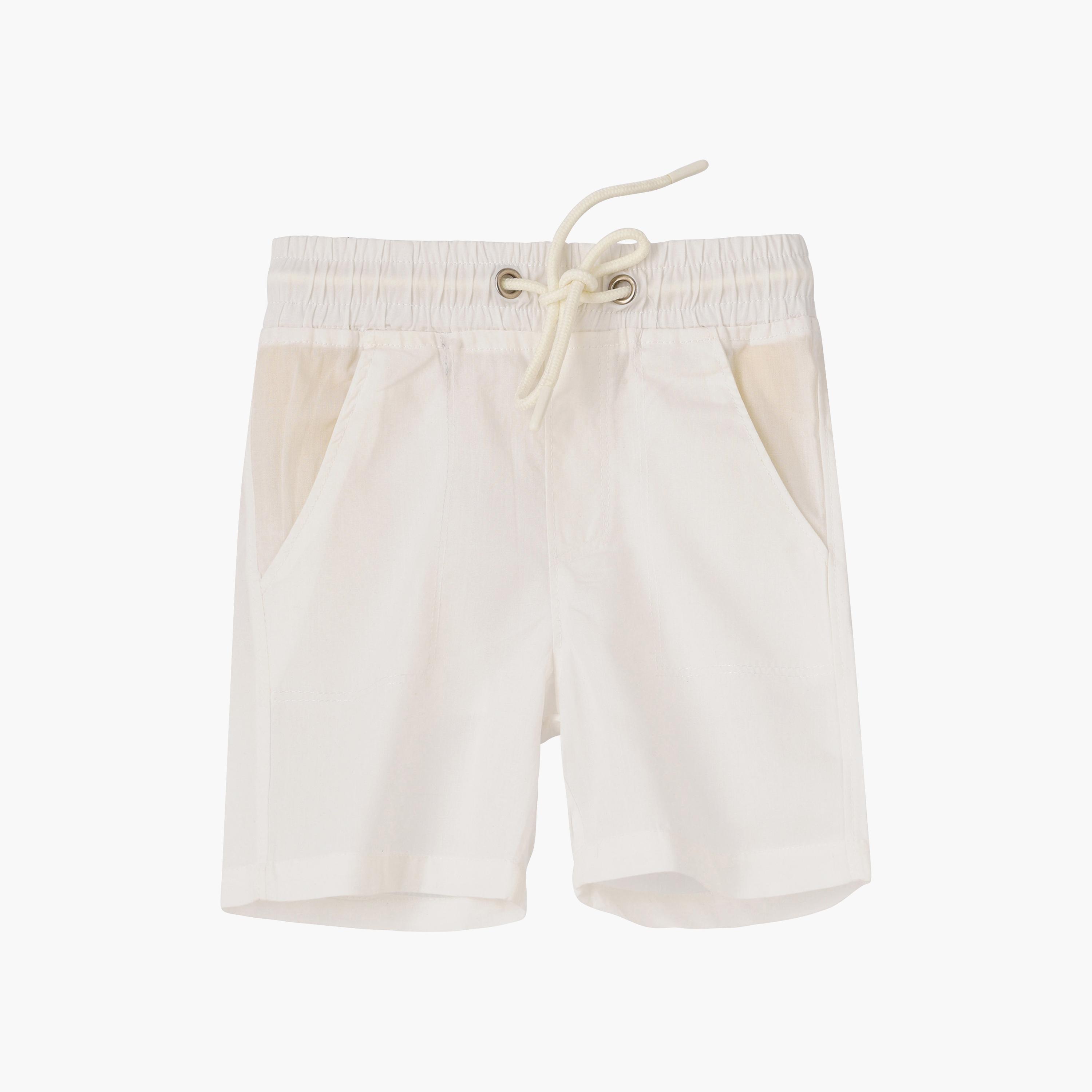 UniqKidz Cotton Solid Elasticated Drawstring Woven Shorts-boys-clothing-bottoms-shorts-image-1